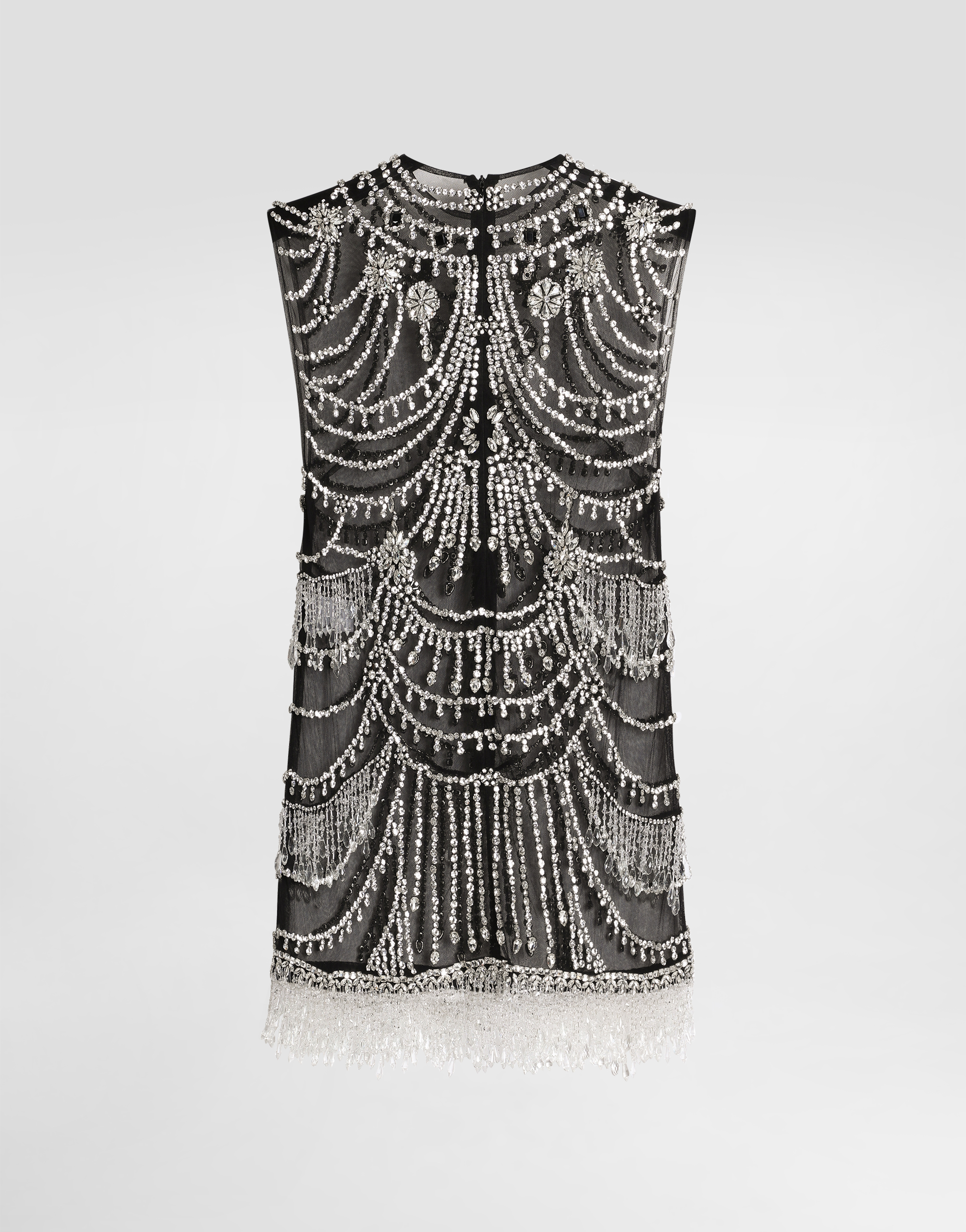 Short tulle dress with chandelier embroidery