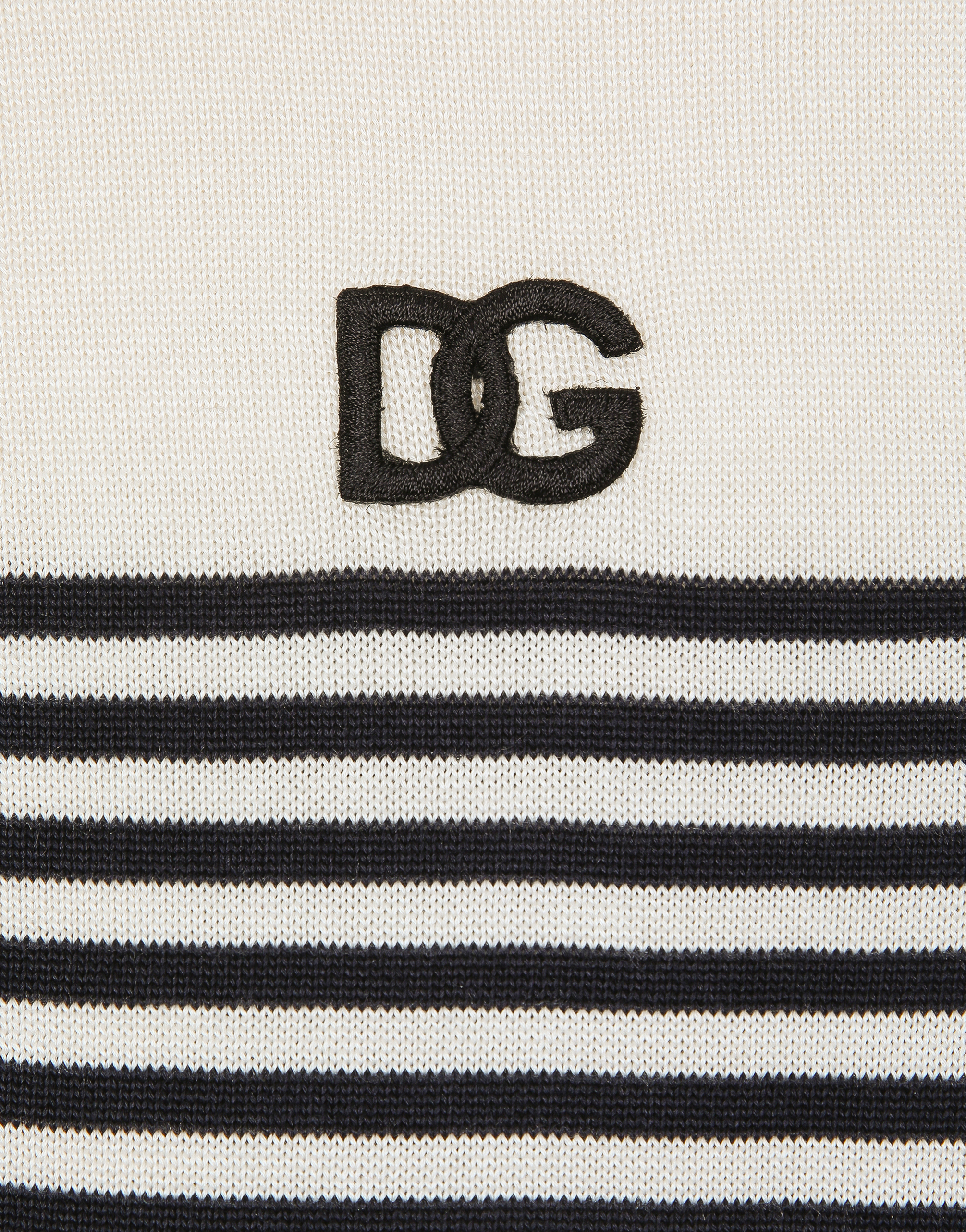 Striped silk polo-shirt with DG patch