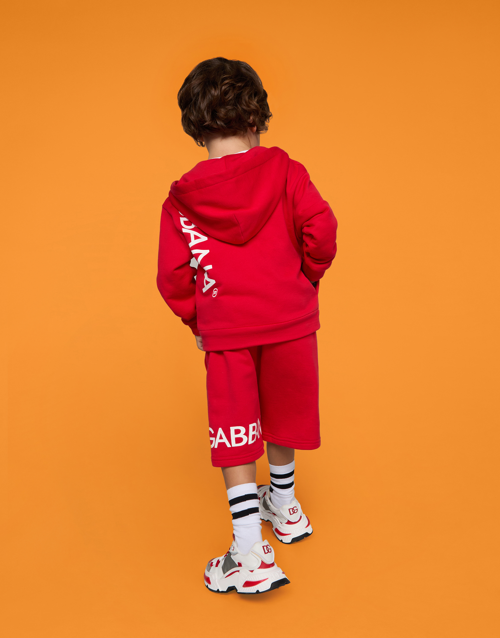 Jersey jogging shorts with logo print