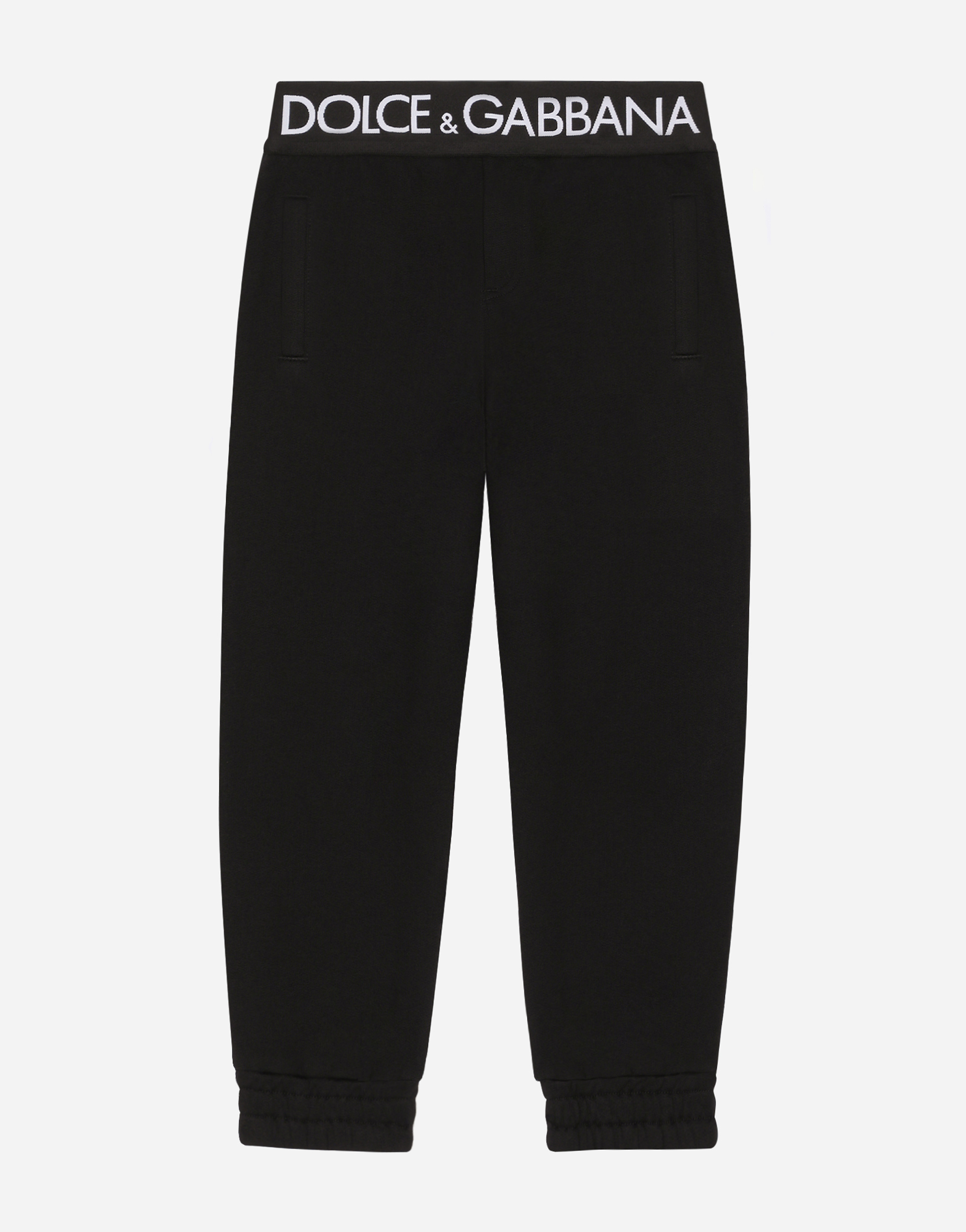 Dolce & Gabbana Kids' Jersey Jogging Pants With Branded Elastic In Black
