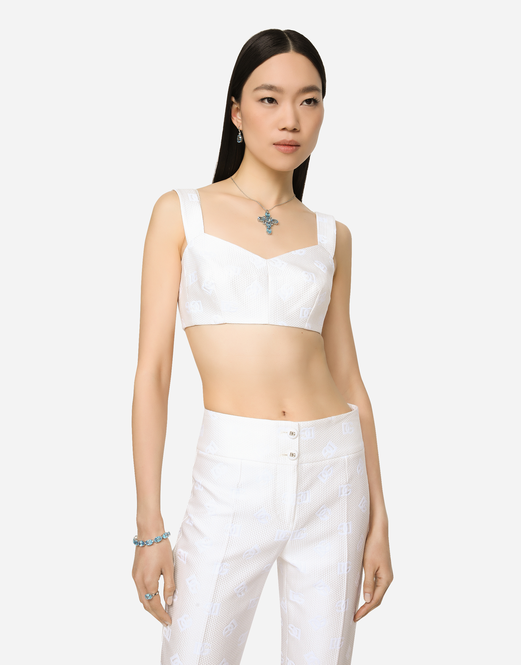 DOLCE & GABBANA ANNA PENDANT IN WHITE GOLD 18KT WITH "SWISS" LIGHT BLUE TOPAZES