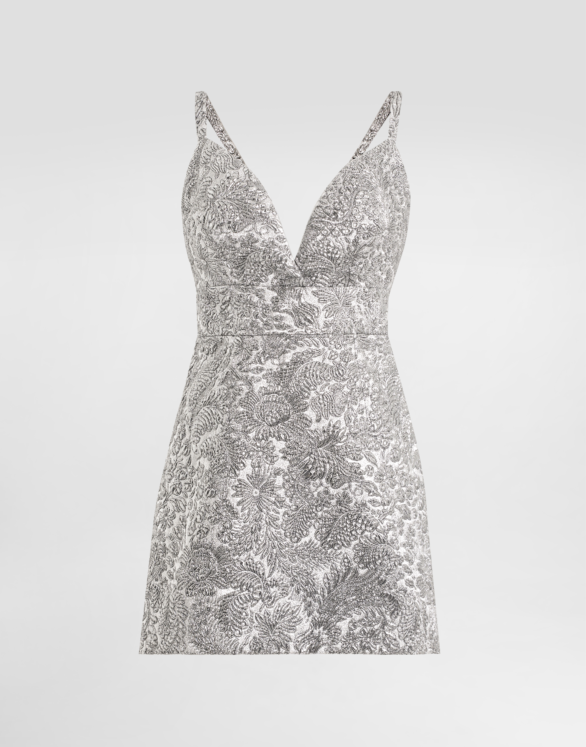 Dolce & Gabbana Floral-jacquard Dress In Gray