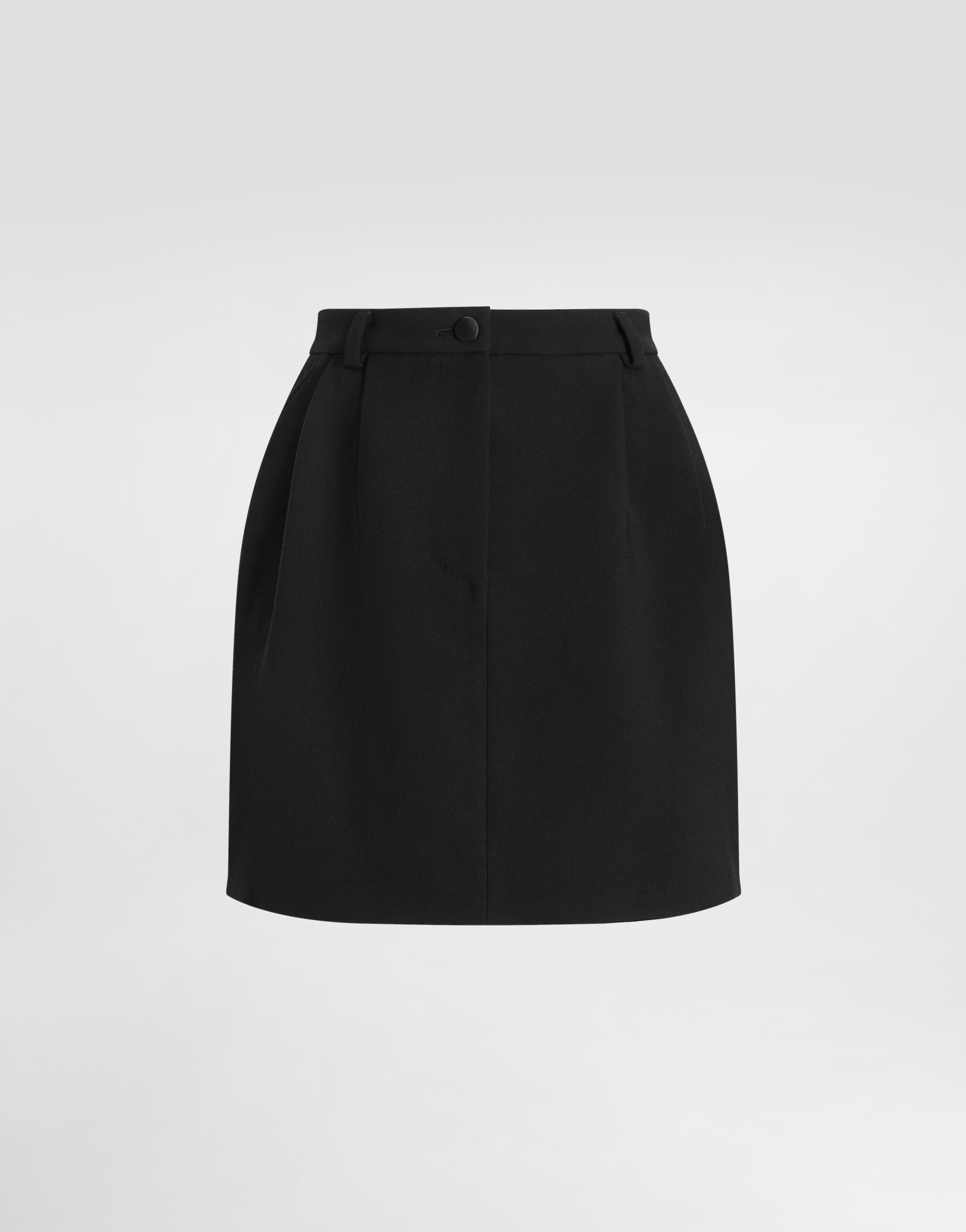 Dolce & Gabbana Short Skirt In Double Wool Crêpe In Black