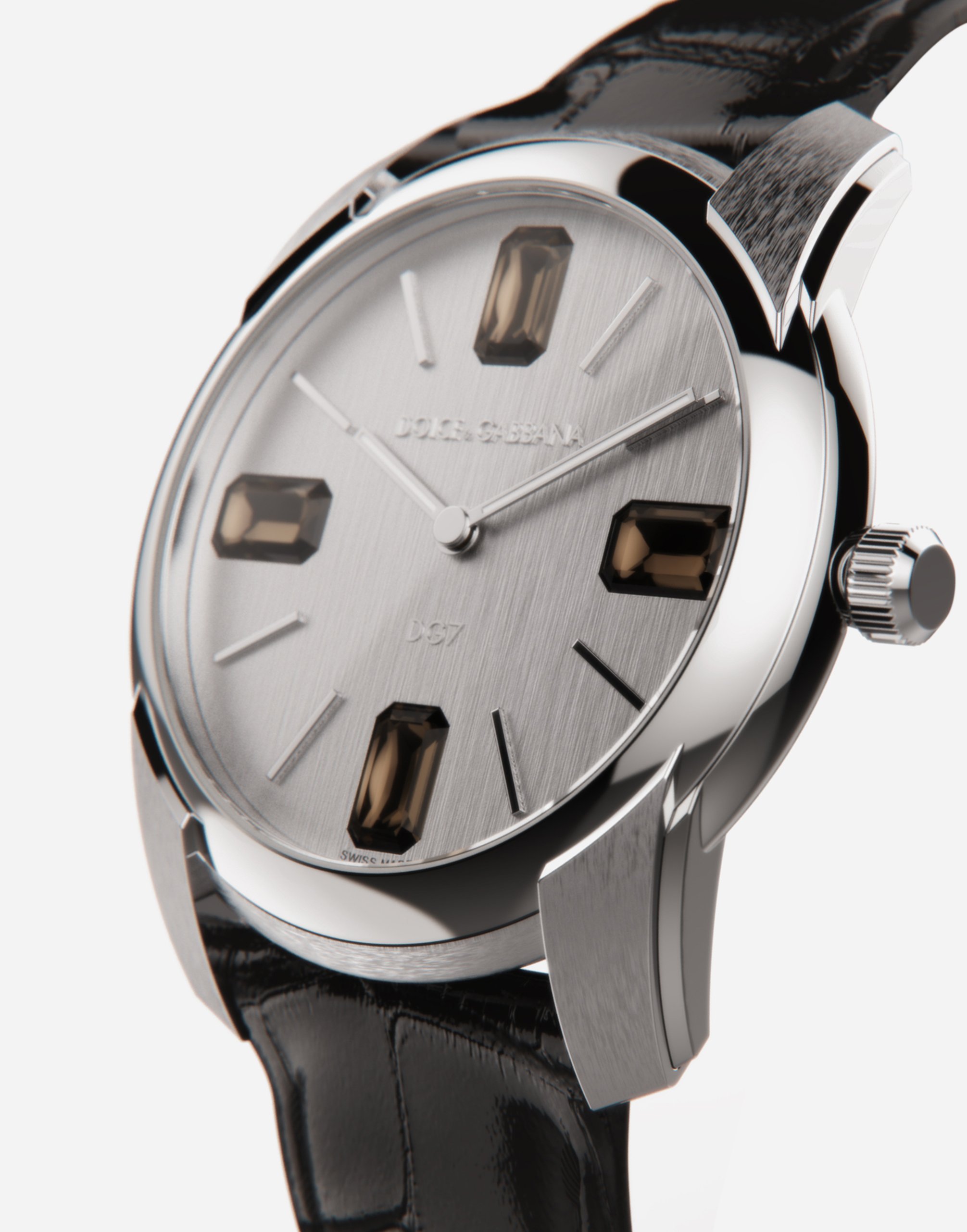 Dolce & Gabbana Steel Watch With Smoky Quartz In Black