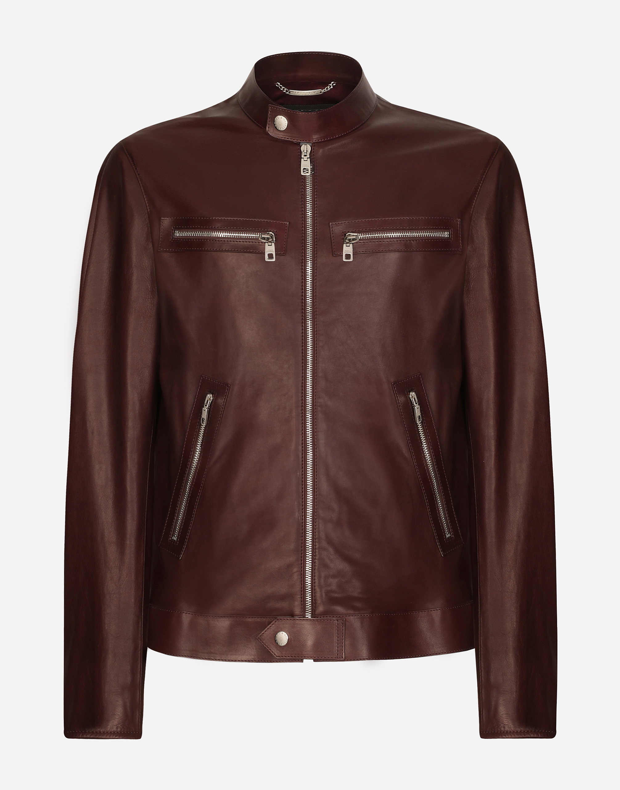 Dolce & Gabbana Leather Jacket In Multicolor