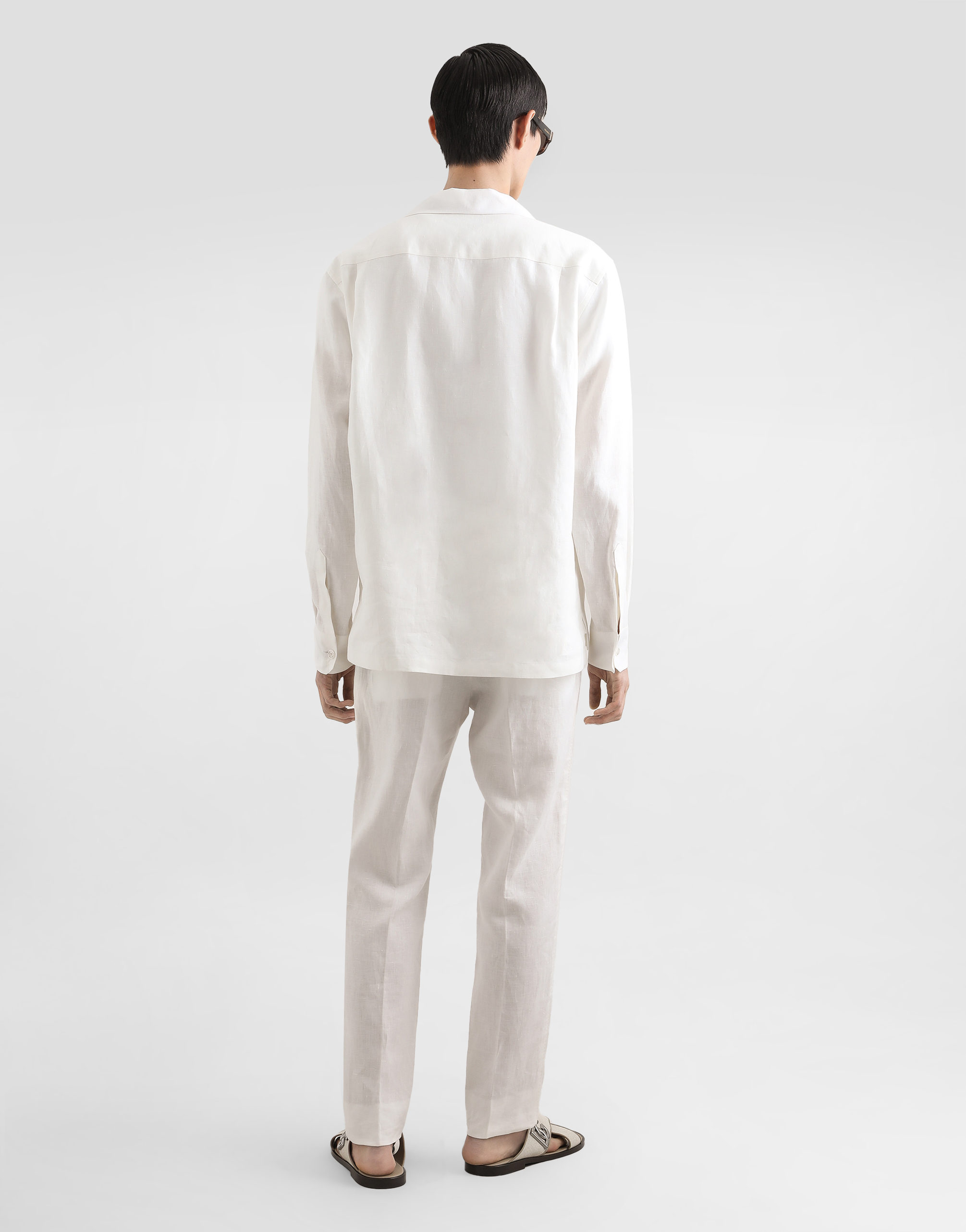 Dolce & Gabbana Linen Canvas Bowling Shirt In White