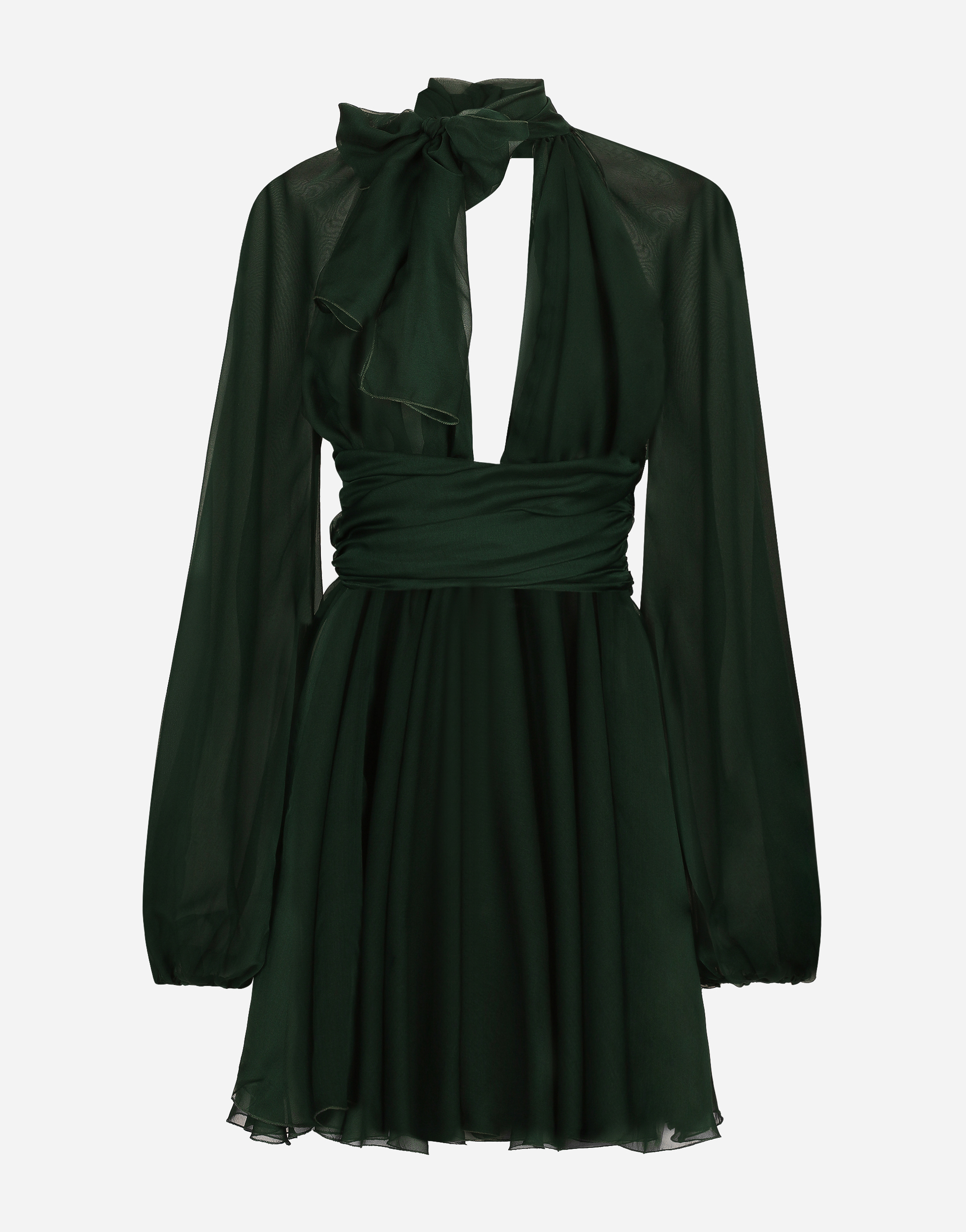 Dolce & Gabbana Short Chiffon Dress In Green