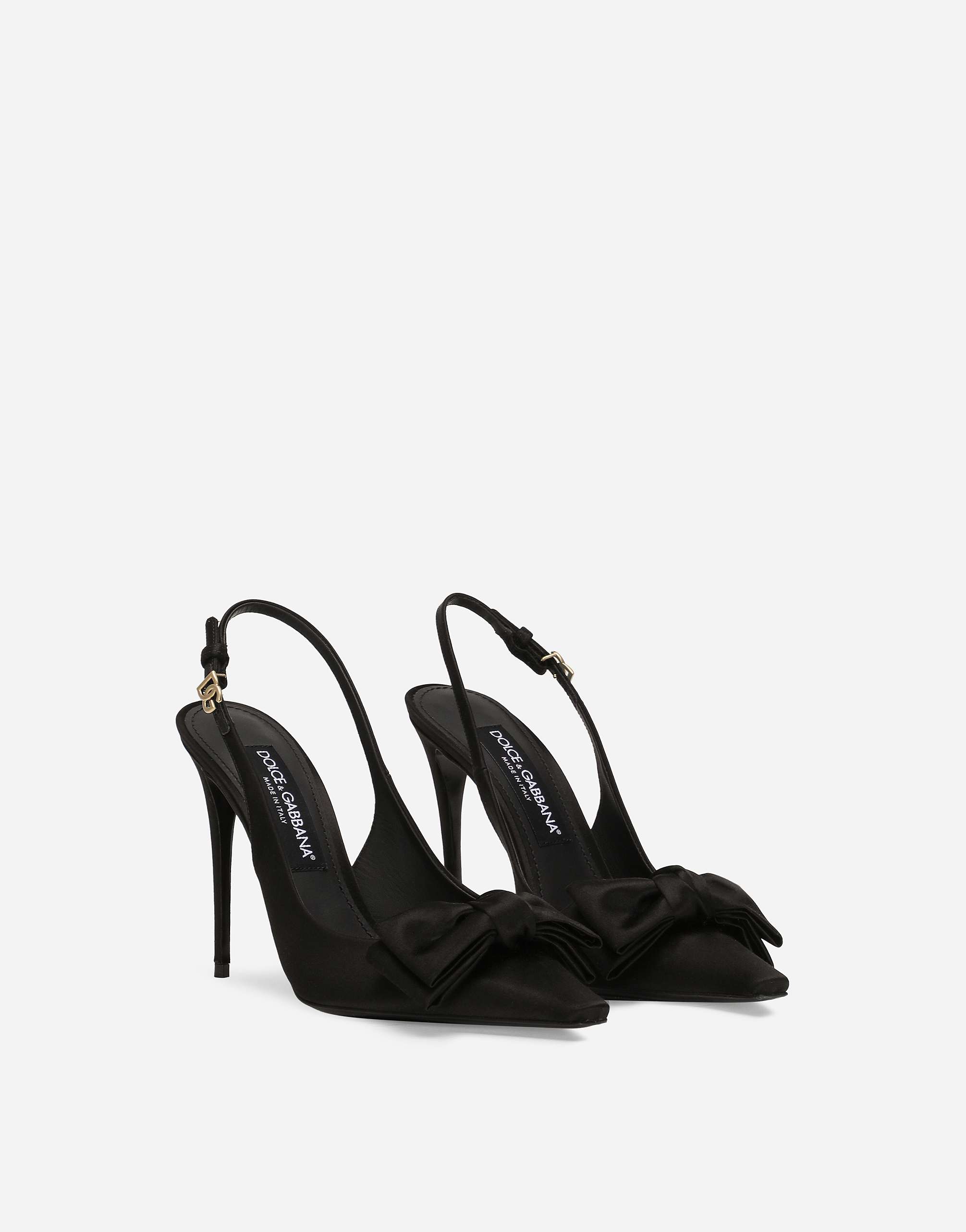 Dolce & Gabbana Mun 105 Satin Slingback Pumps With Bow In Black