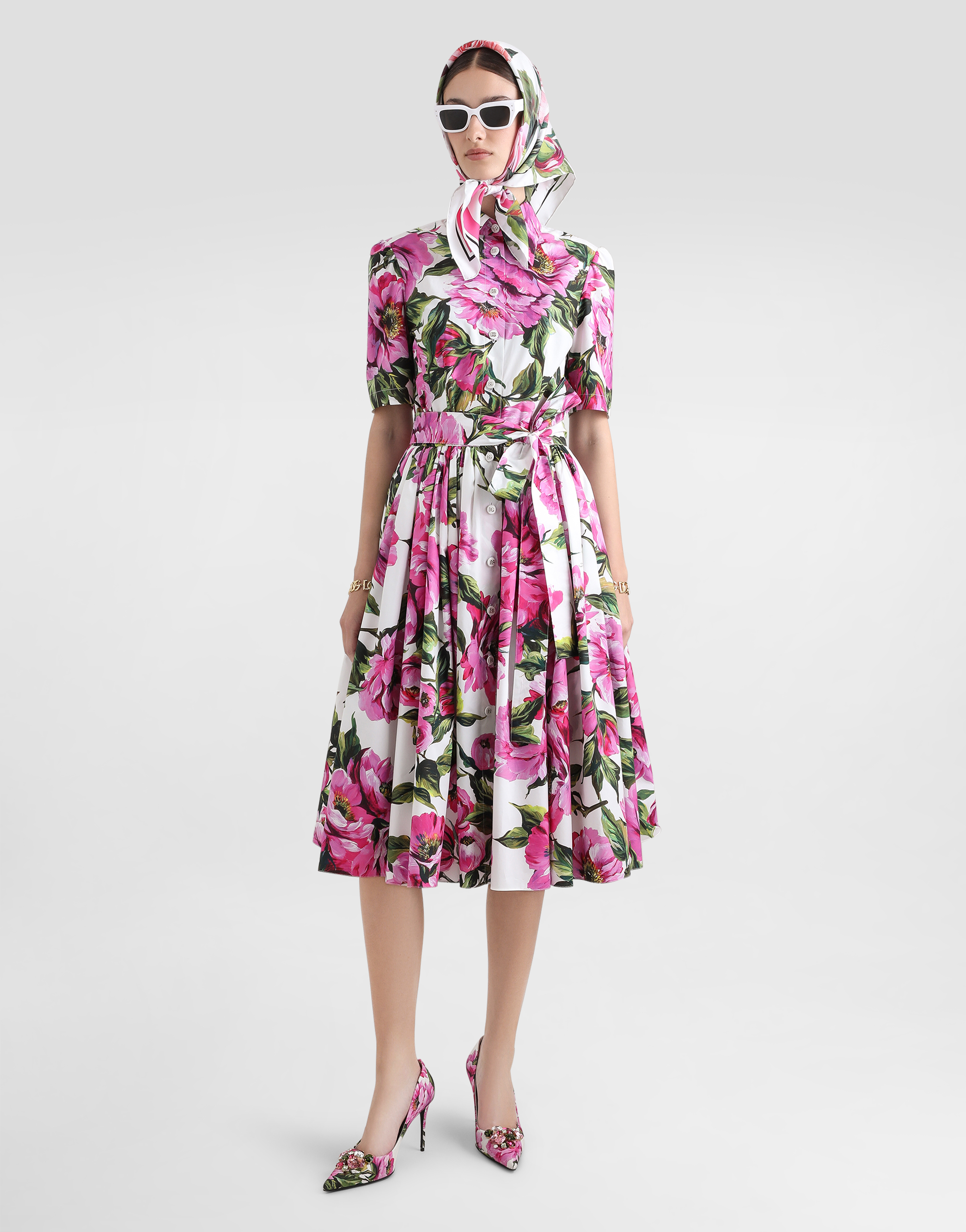 Dolce & Gabbana Floral Shirt Dress In Print