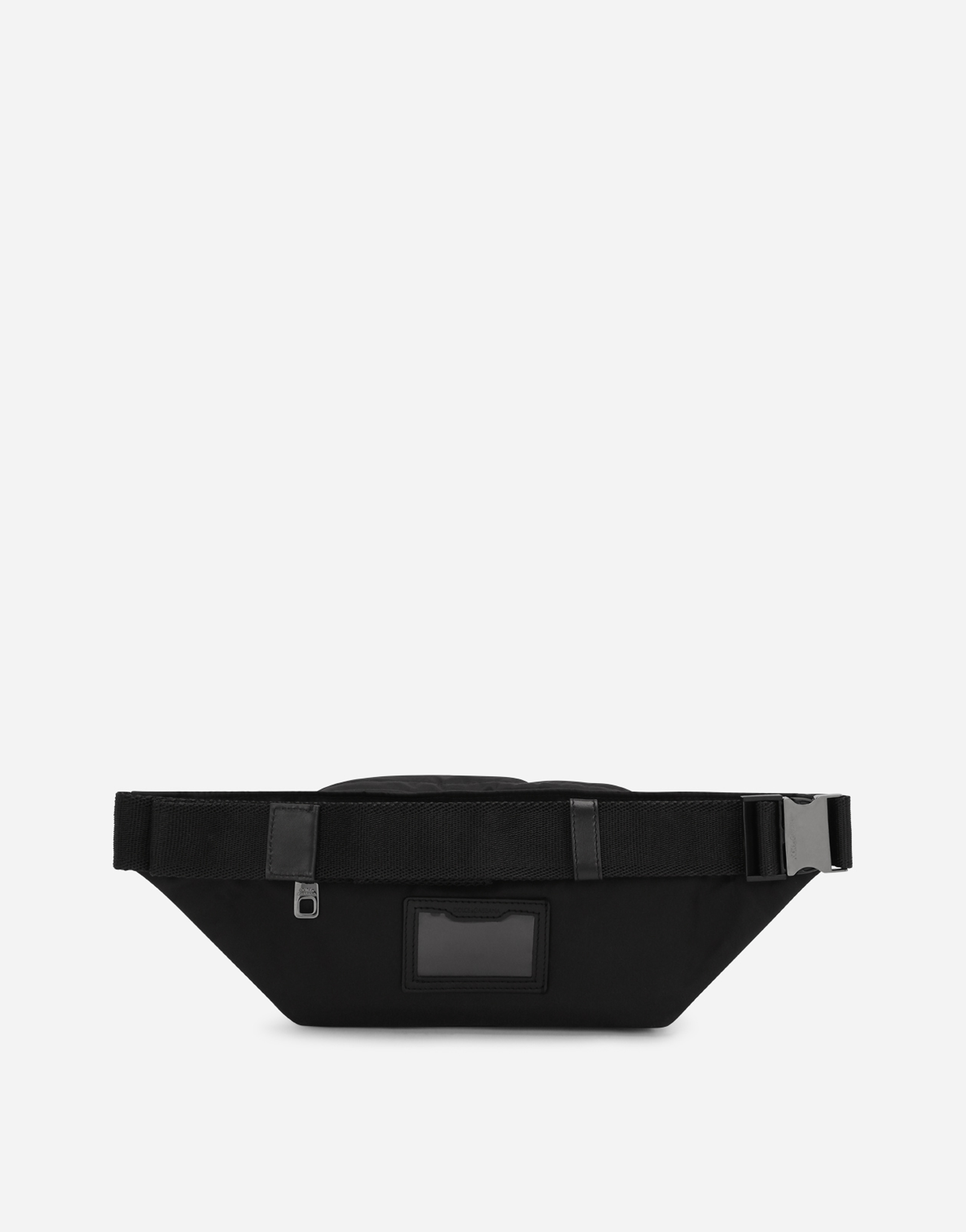 Shop Dolce & Gabbana Small Nylon Belt Bag With Rubberized Logo In Black