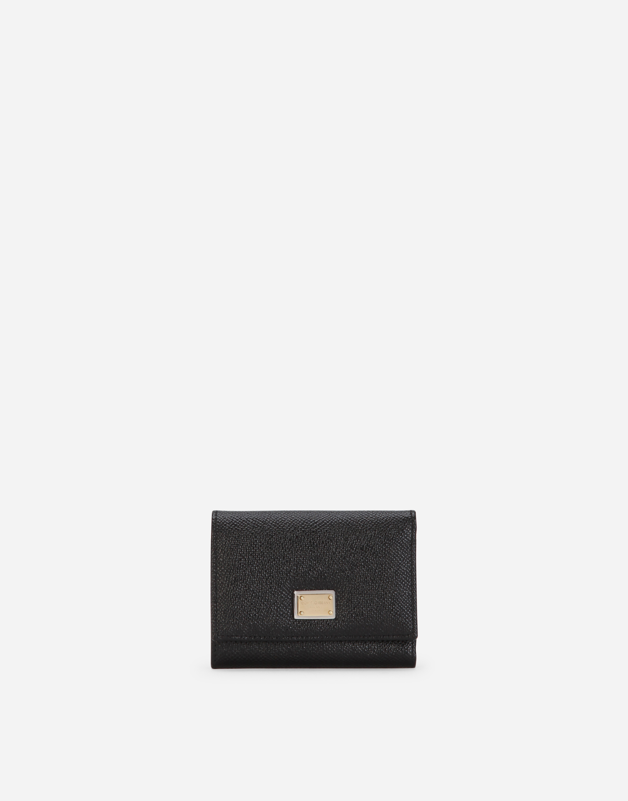 Dolce & Gabbana Dauphine Calfskin Wallet With Branded Plate In Black