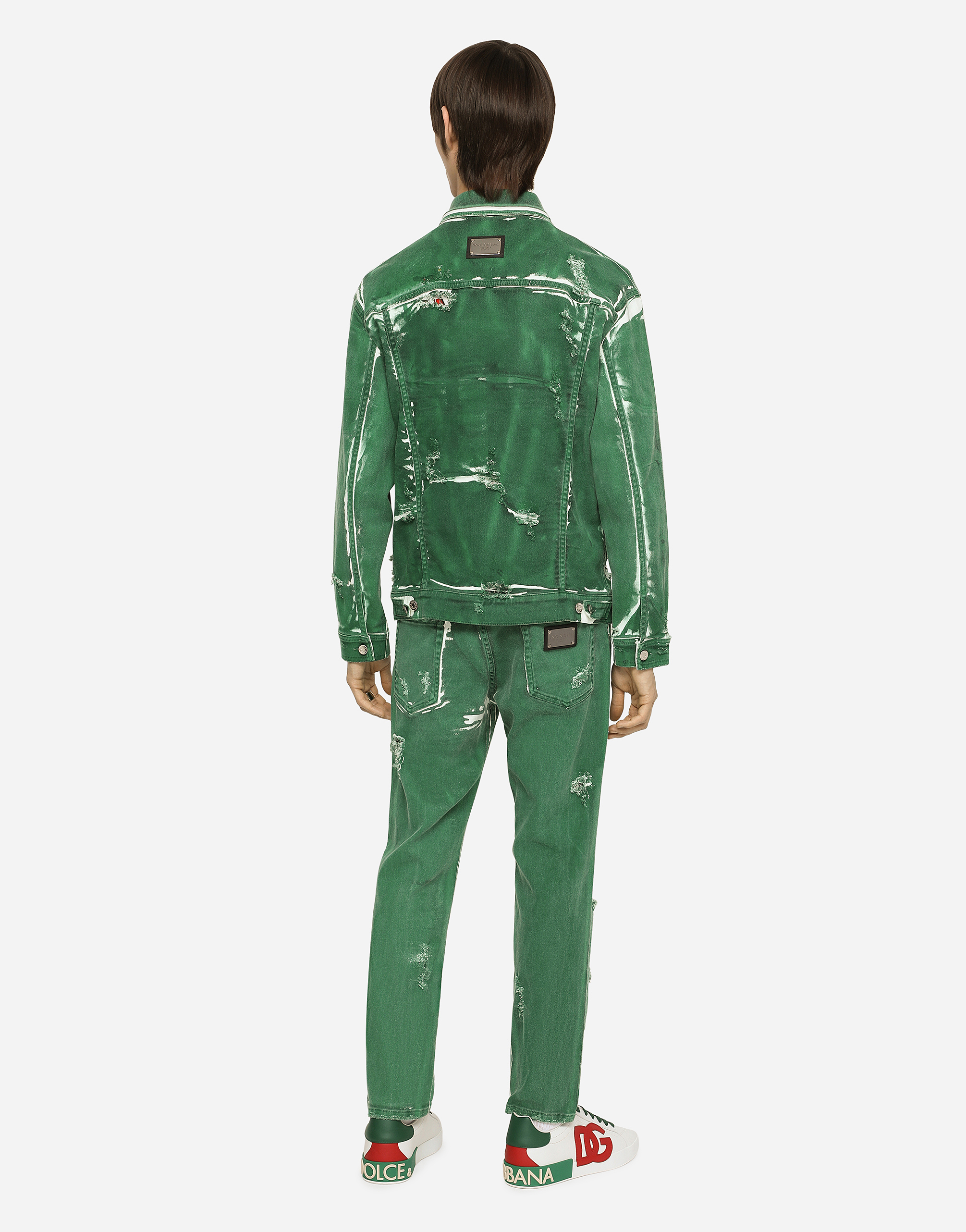 DOLCE & GABBANA OVERDYED STRETCH DENIM JACKET