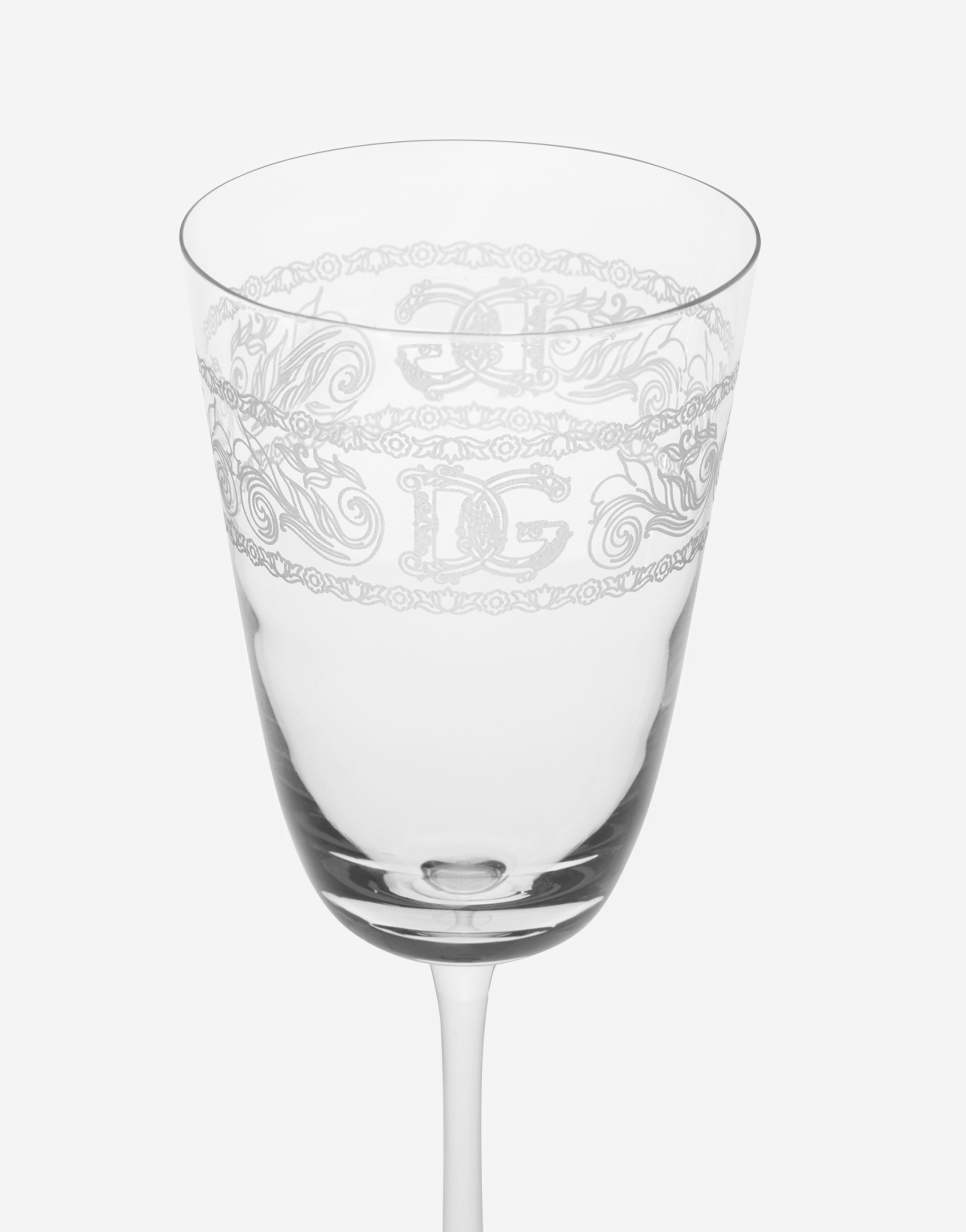 Dolce & Gabbana Logo-embellished White Wine Glass In Multicolor