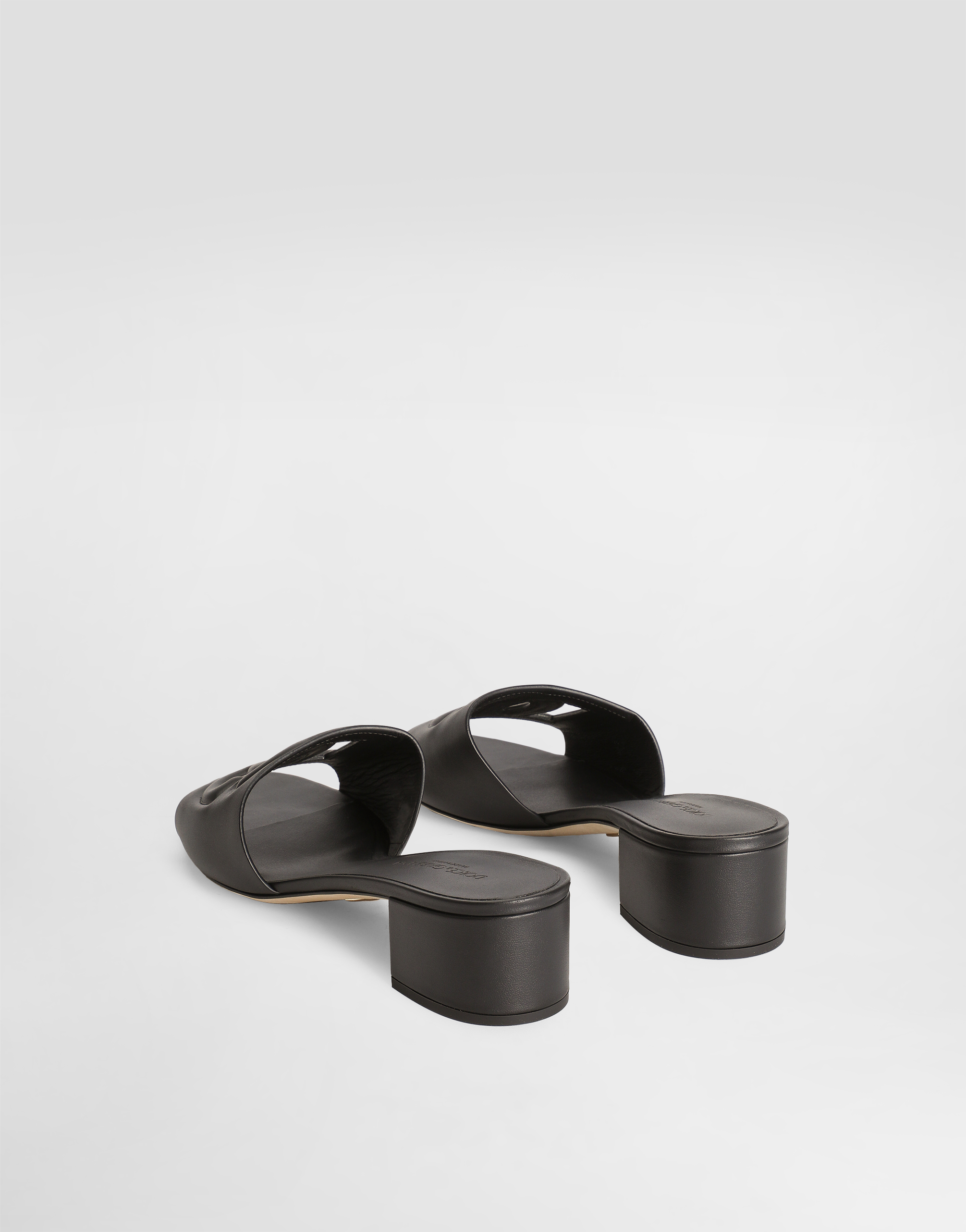 Dolce & Gabbana Calfskin Sliders With Dg Logo In Black