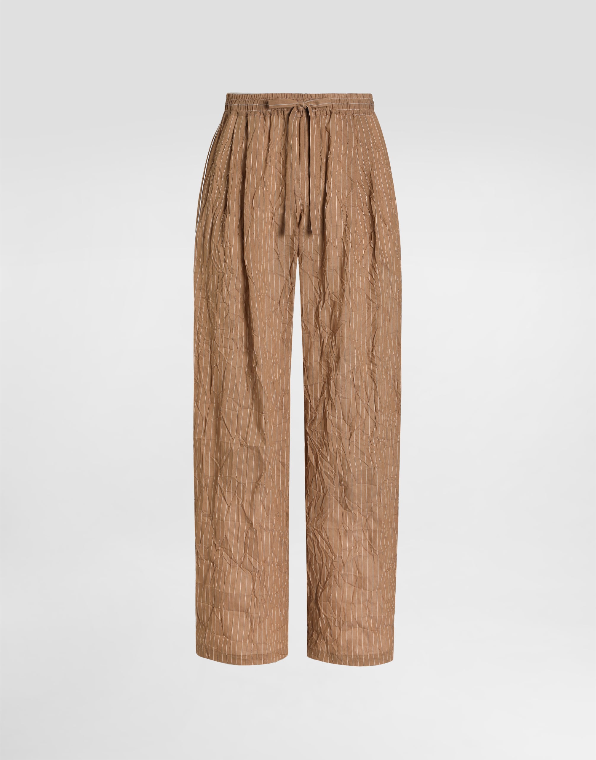 Crinkled striped fabric vanity trousers in Multicolor for Men