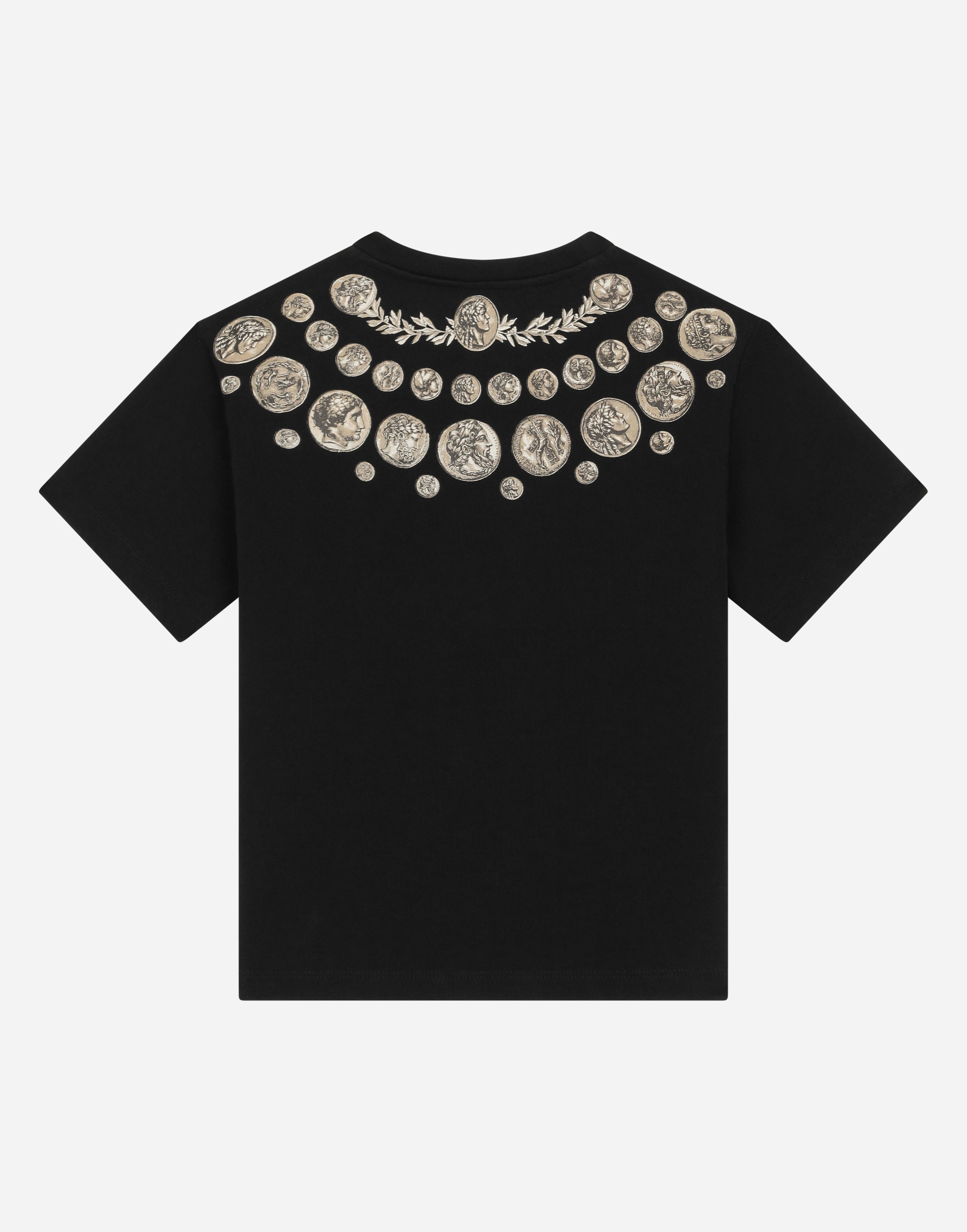 DOLCE & GABBANA SHORT-SLEEVED JERSEY T-SHIRT WITH COIN PRINT