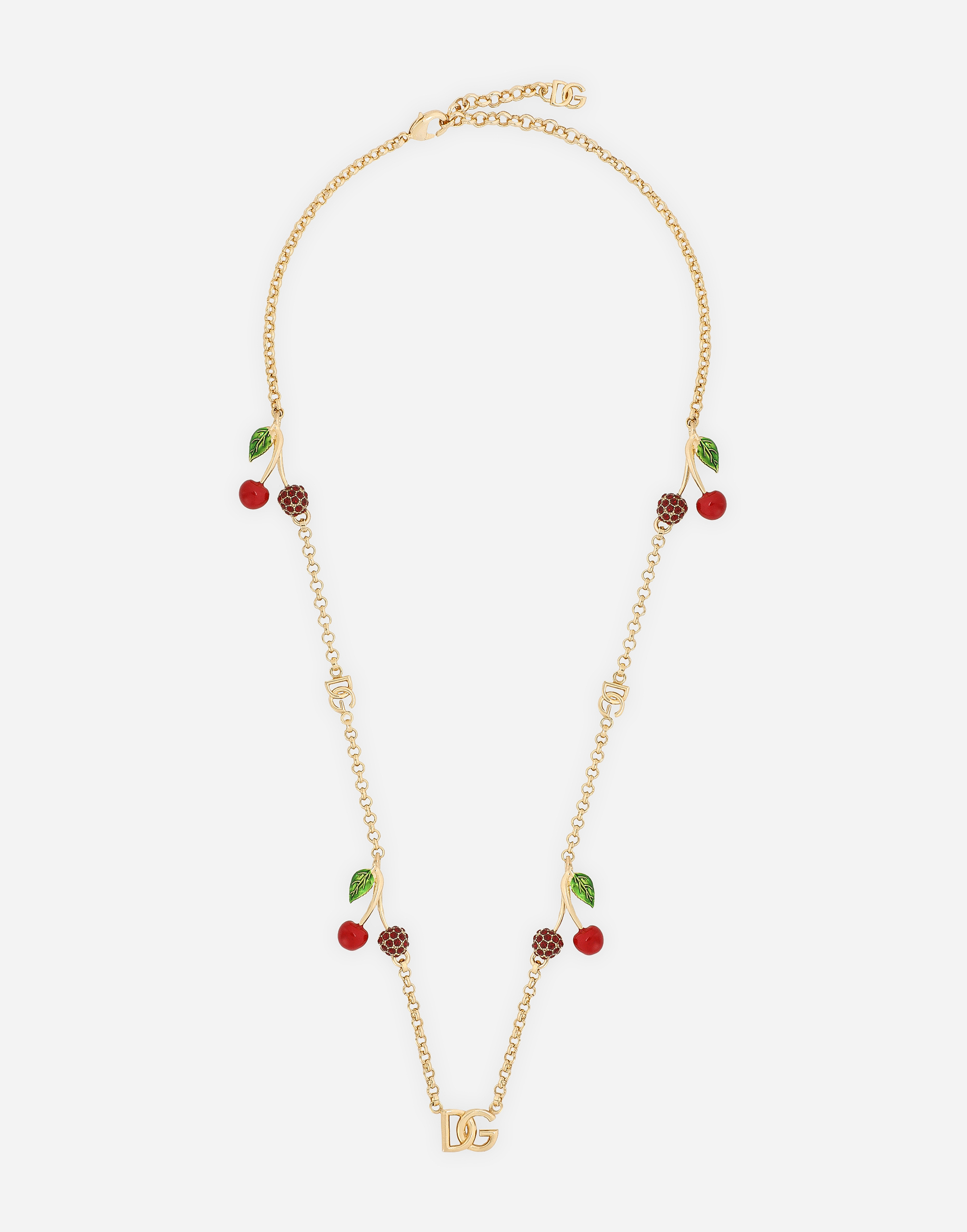 Dolce & Gabbana Necklace With Dg Logo And Cherry Charms In Gold