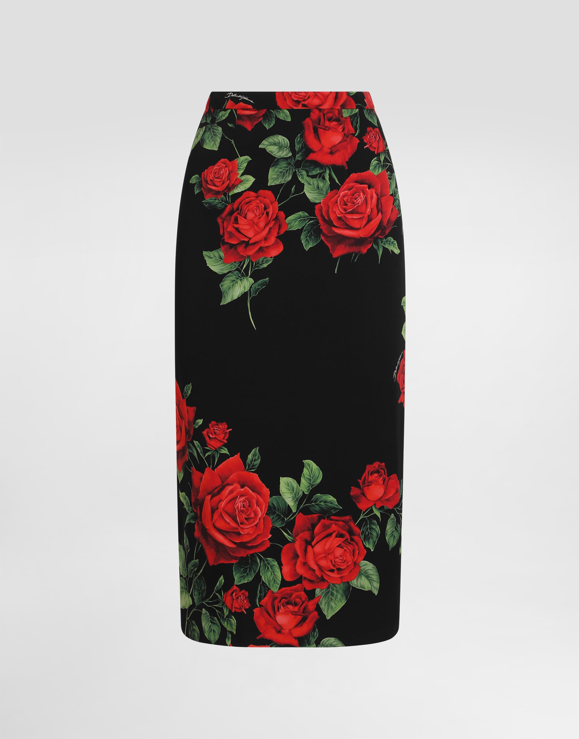 Rose-print charmeuse skirt in Multicolor for Women | Dolce&Gabbana® US