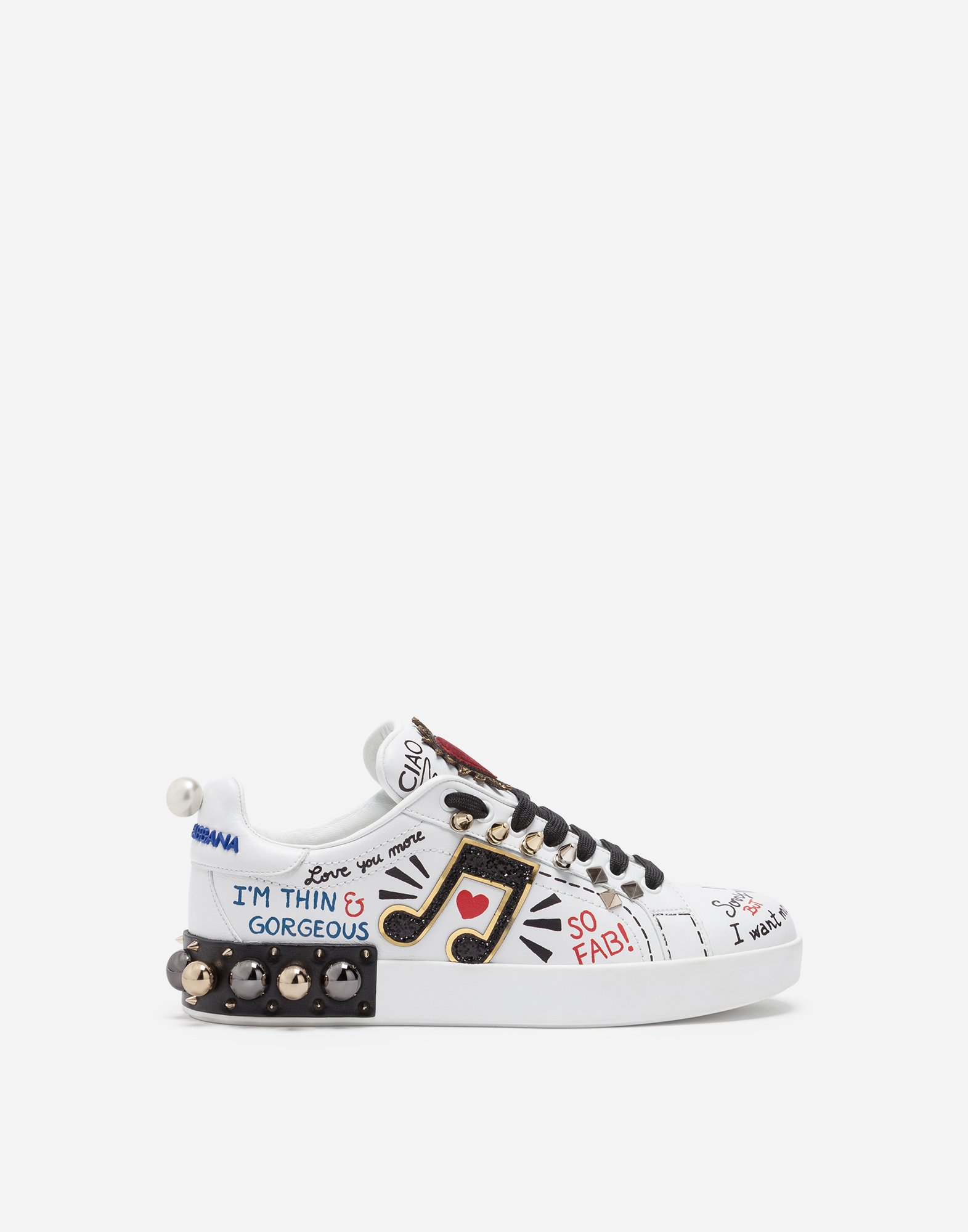 dolce & gabbana embellished leather sneakers