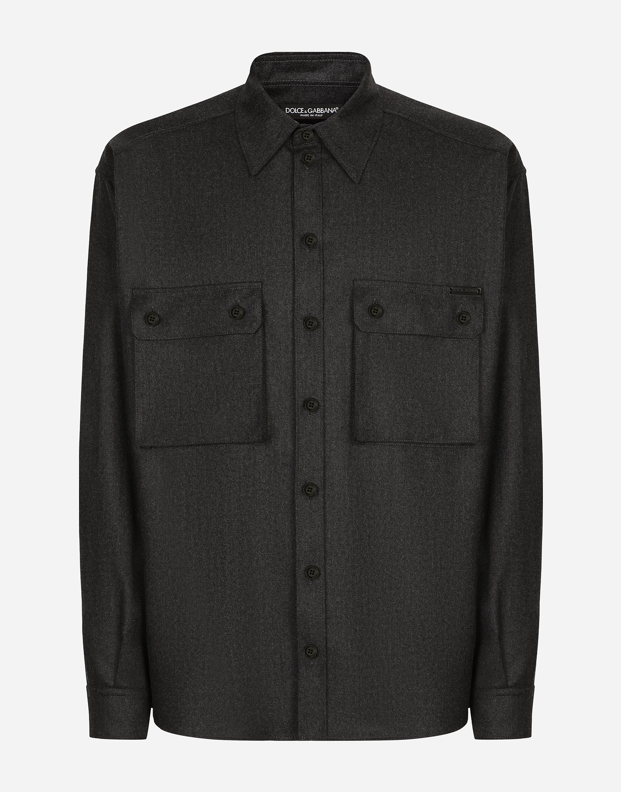 Dolce & Gabbana Men's Grey Oversize Flannel Shirt - Man Shirts Gray Size 39