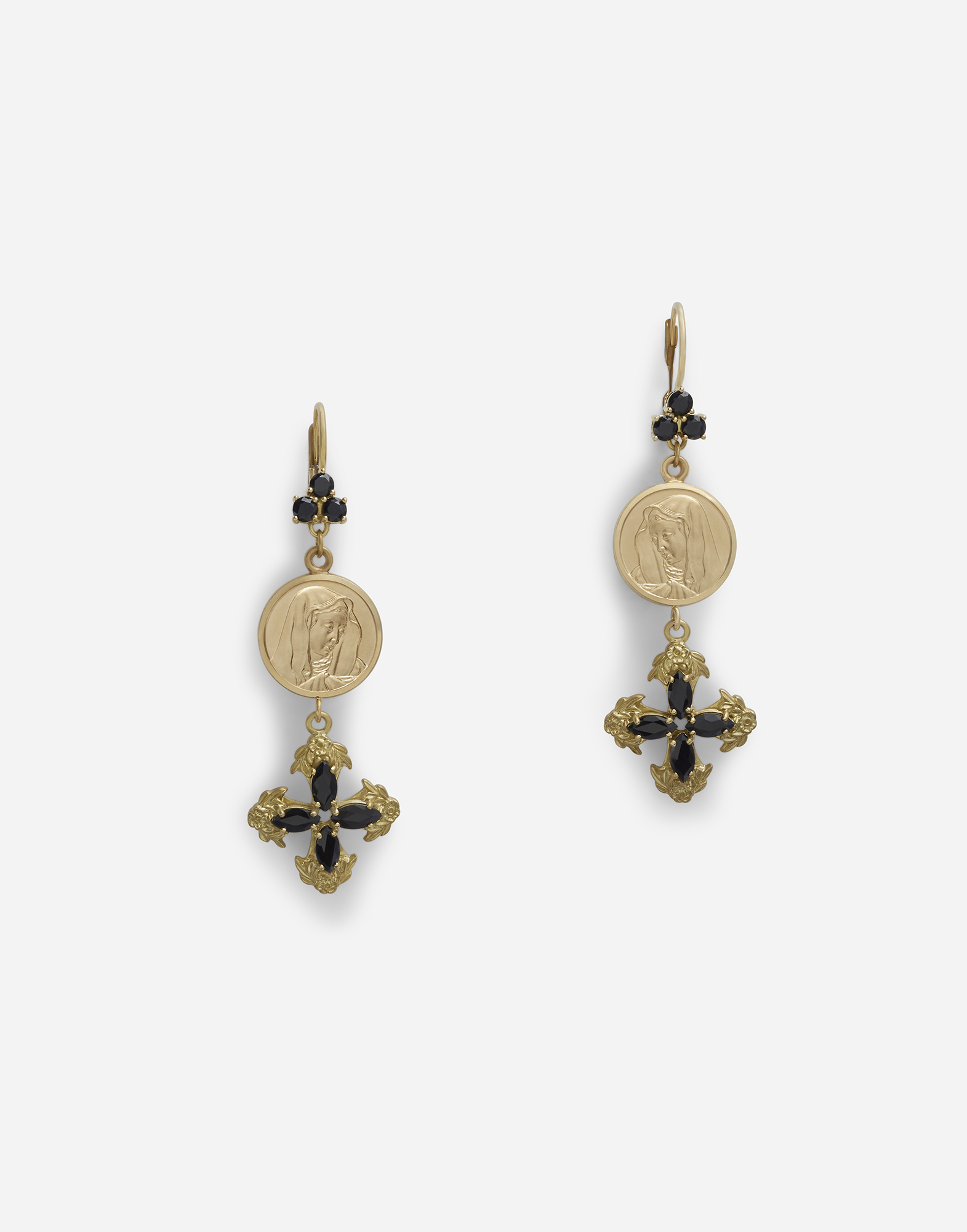 Dolce & Gabbana Drop Earrings With Sapphires In Gold/black