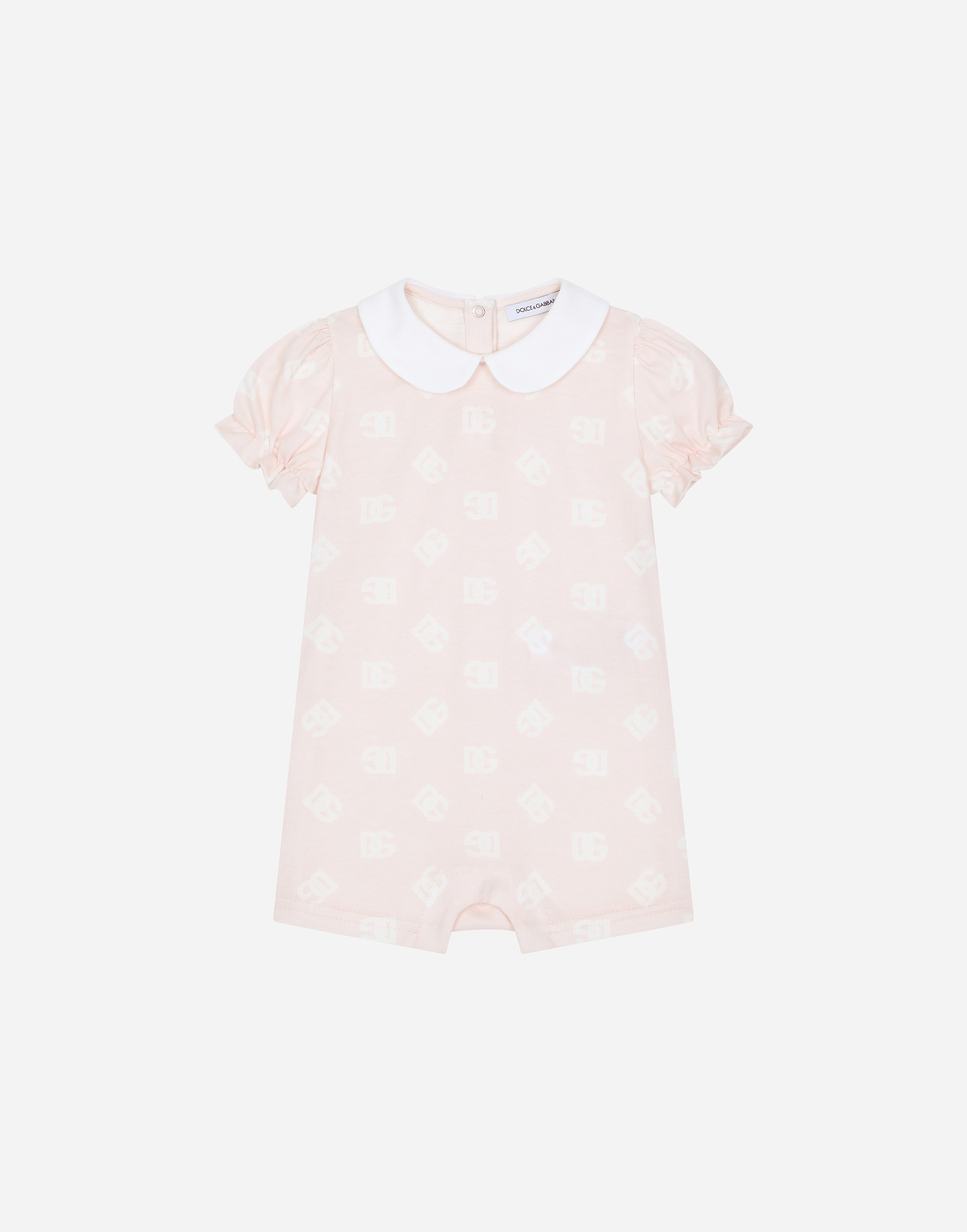 DOLCE & GABBANA JERSEY ROMPER SUIT WITH DG LOGO PRINT