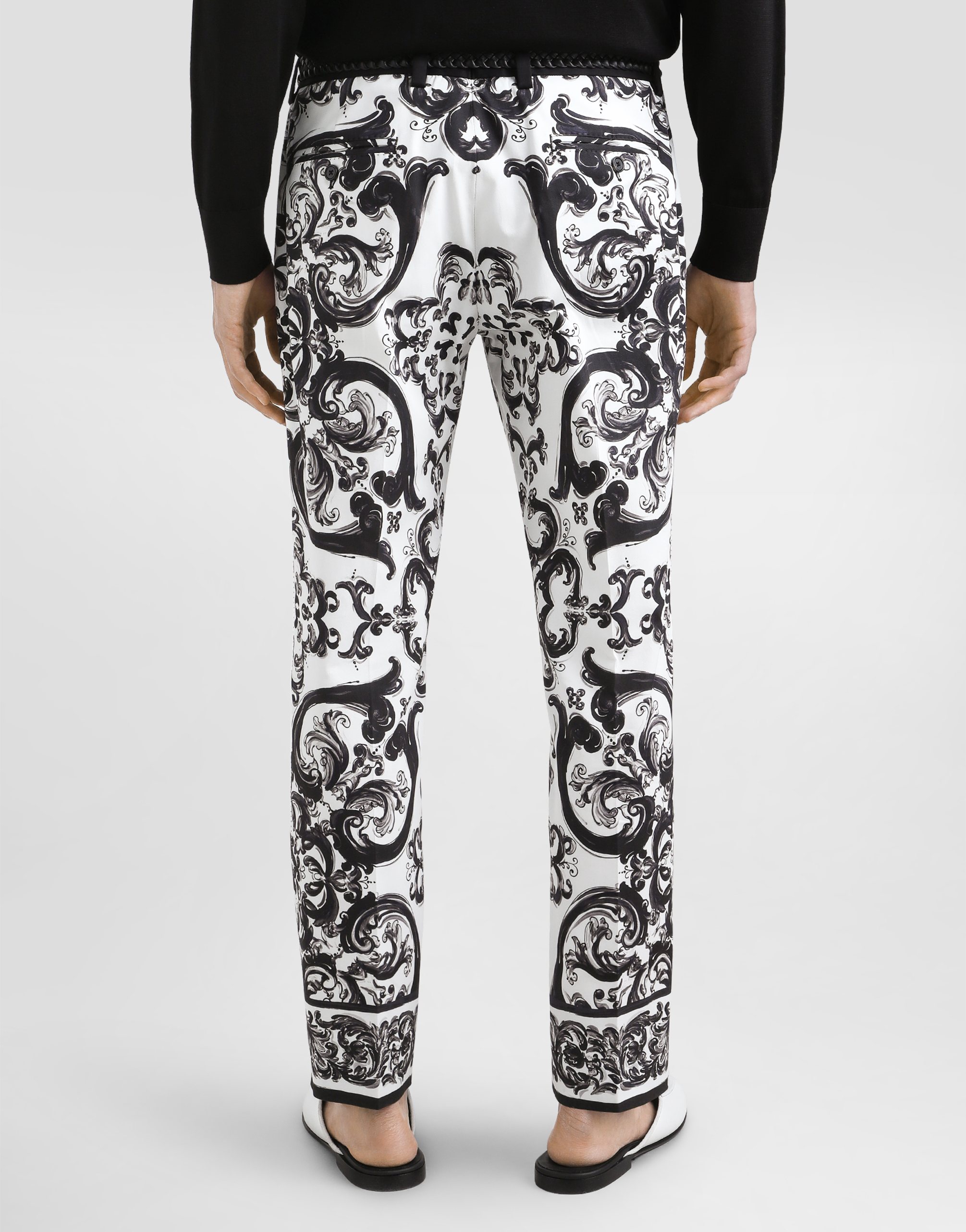 majolica-print trousers