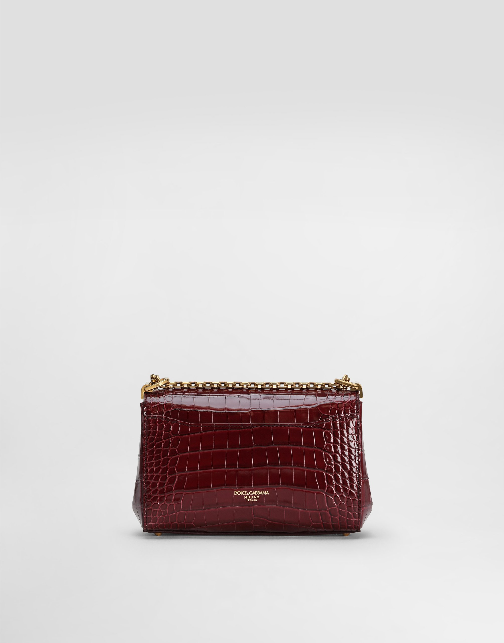 Dolce & Gabbana Marlene City Mini Bag In Polished Alligator In Burgundy