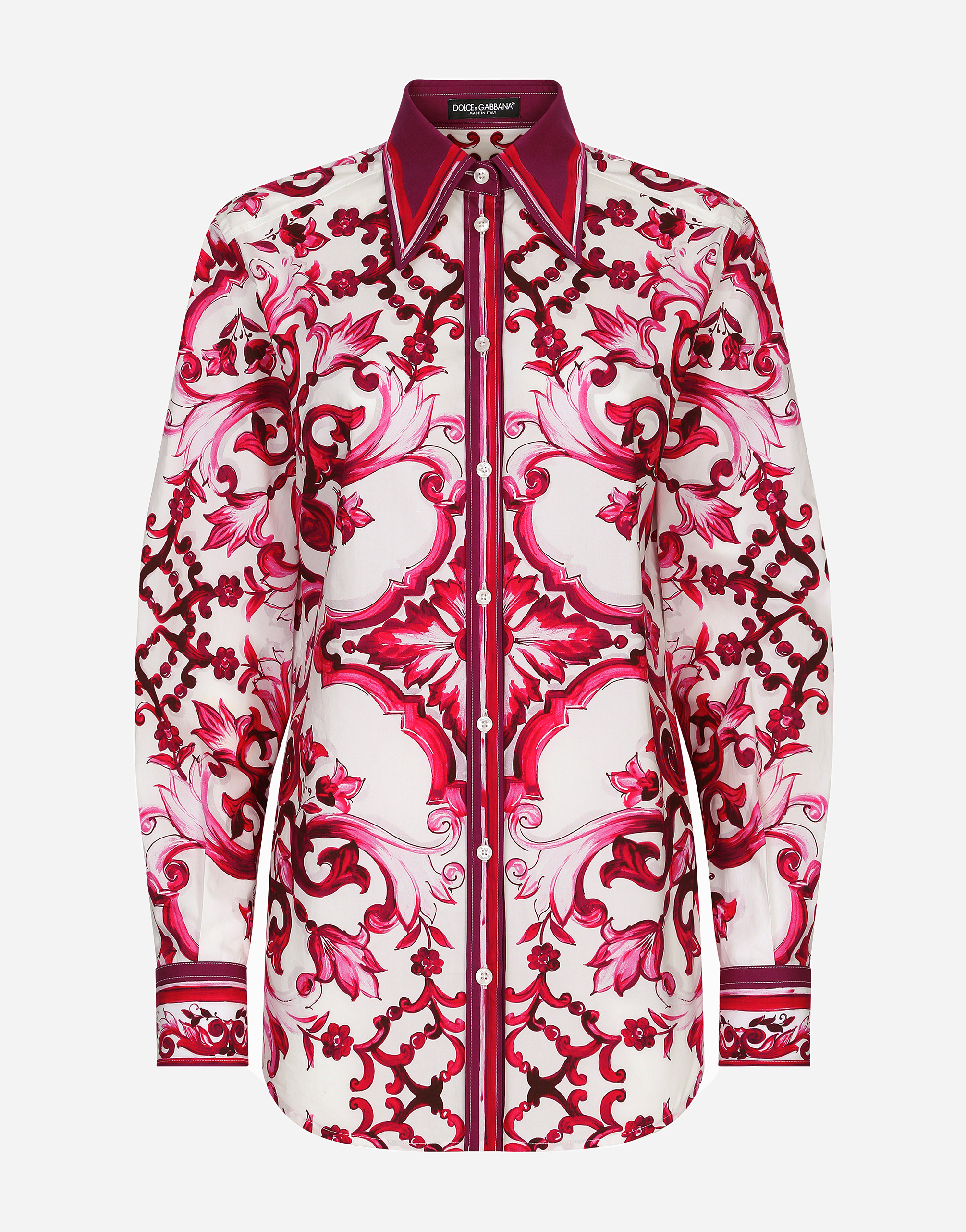 Dolce & Gabbana Majolica-print Poplin Shirt In Multicolor