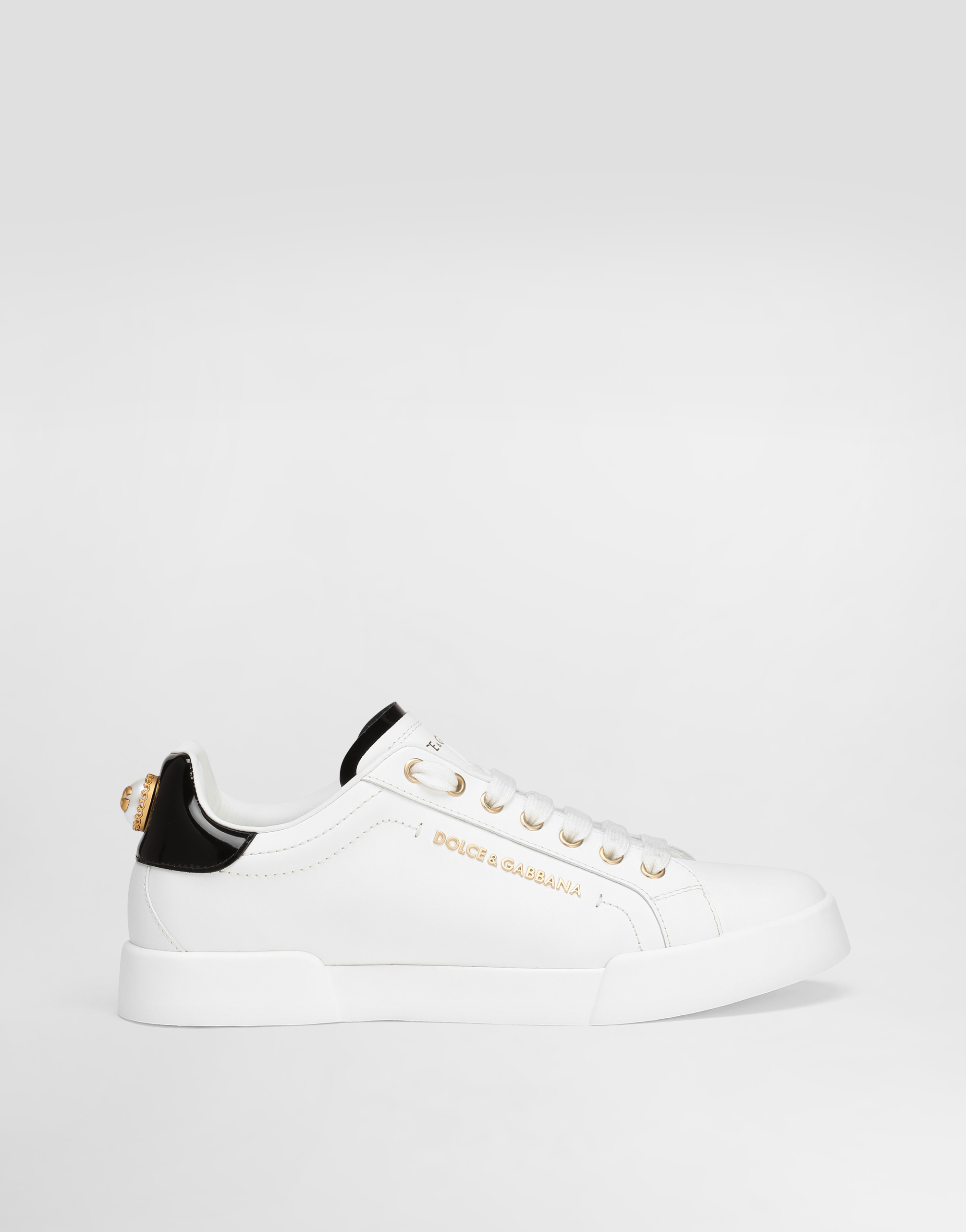 Dolce & Gabbana Calfskin Nappa Portofino Sneakers With Lettering - Woman Sneakers White Leather