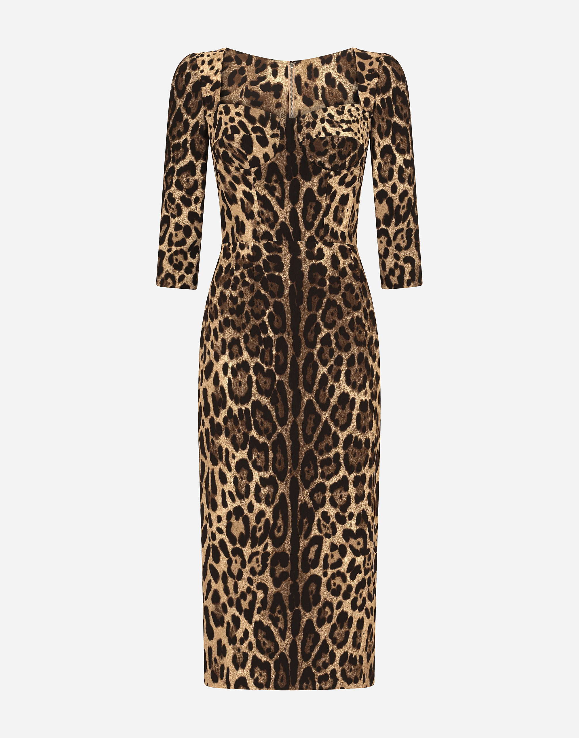 Dolce & Gabbana Leopard-print Calf-length Cady Dress In Animal Print