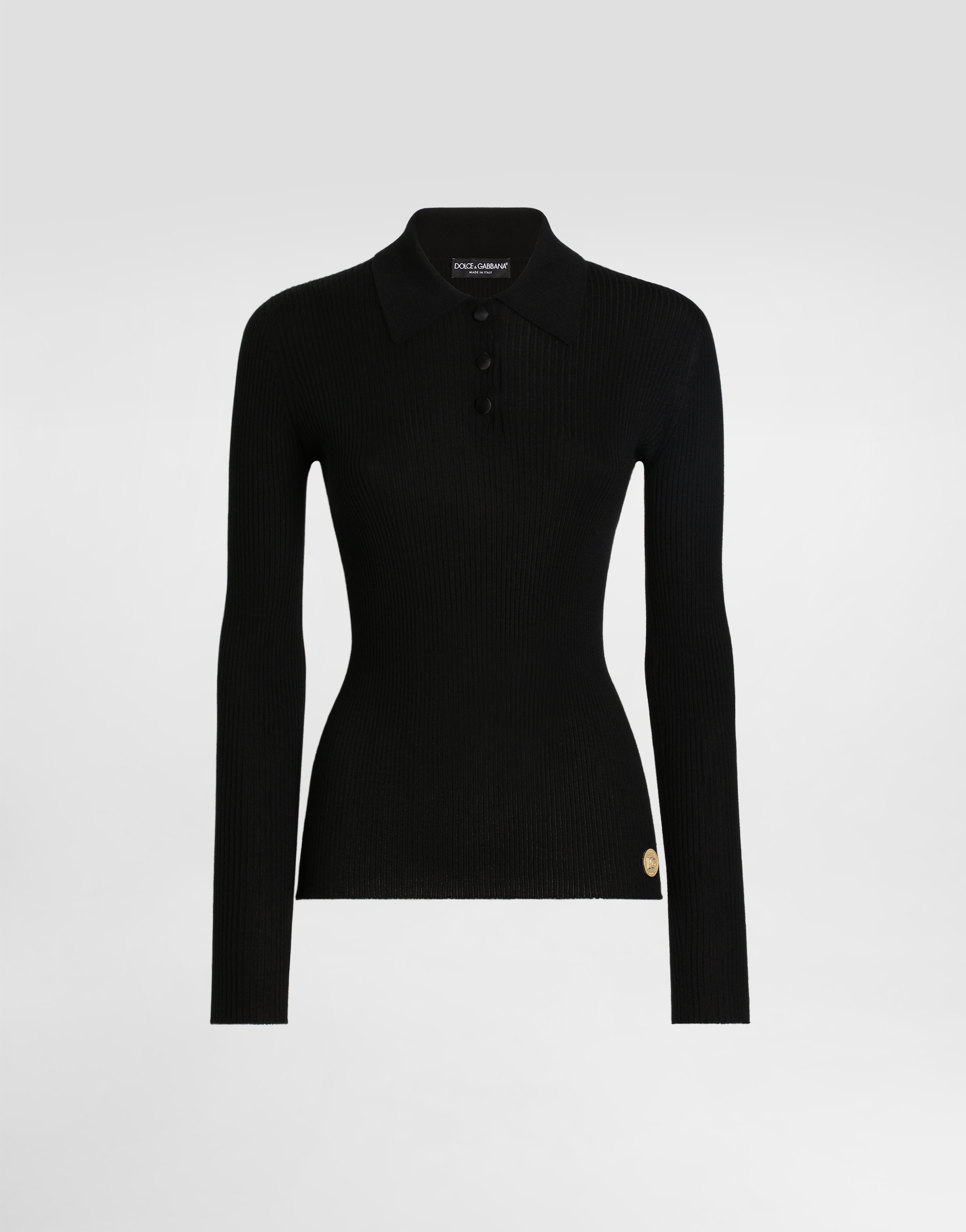 Dolce & Gabbana Cashmere Polo Sweater In Black