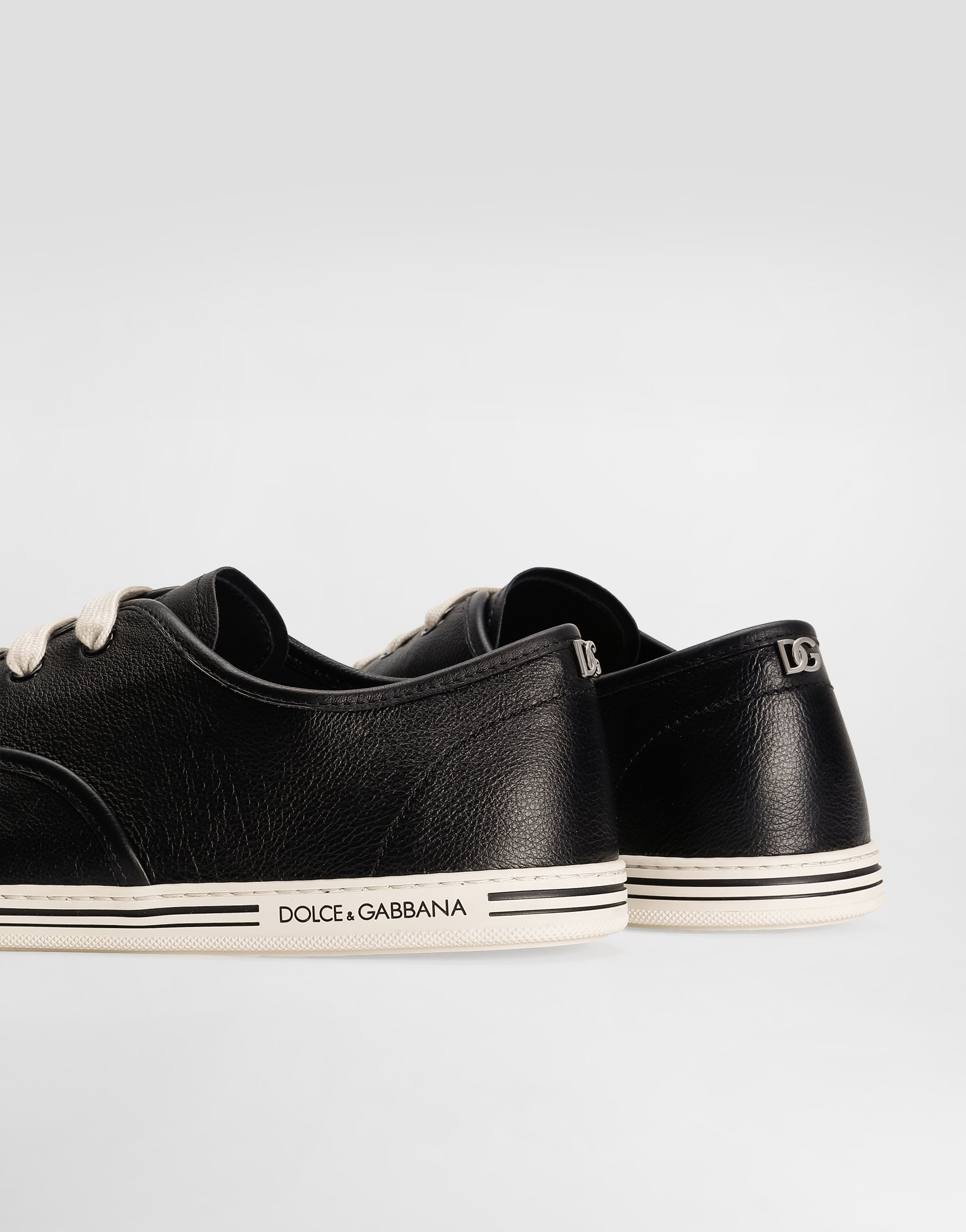 Dolce & Gabbana Saint Tropez Calfskin Sneakers In Black