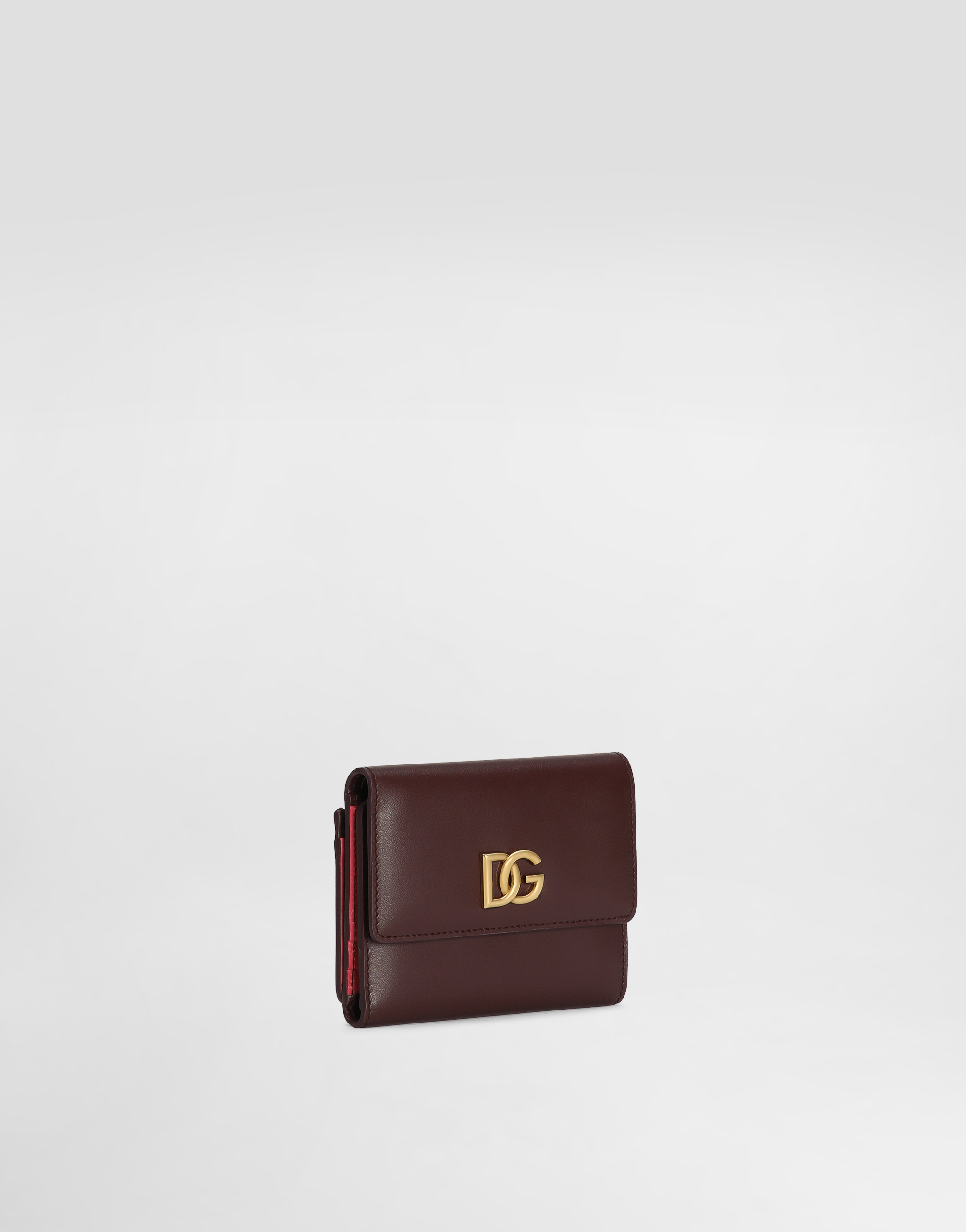 Dolce & Gabbana Calfskin Wallet With Dg Logo In Bordeaux