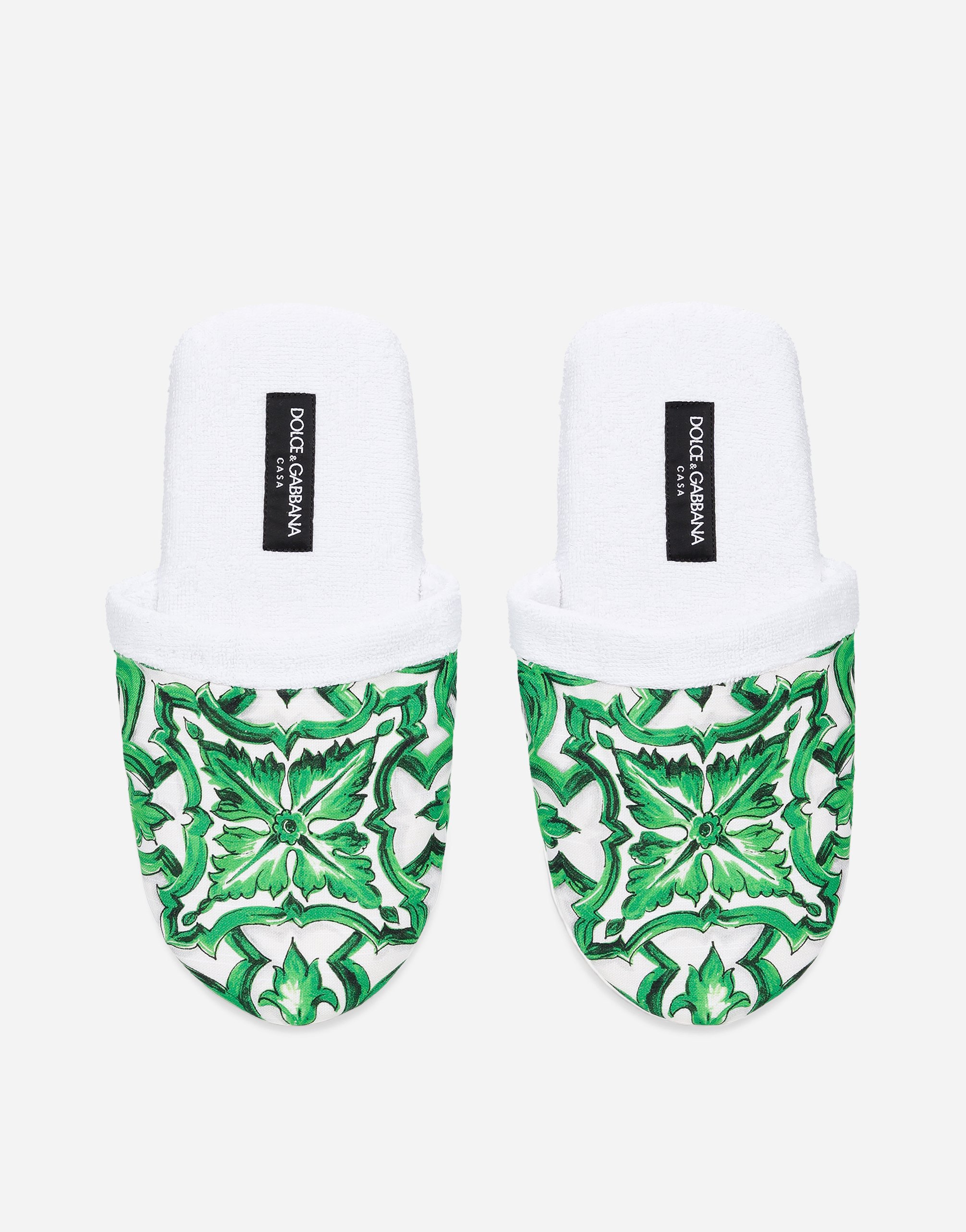 Dolce & Gabbana Mediterraneo-print Slippers In Green