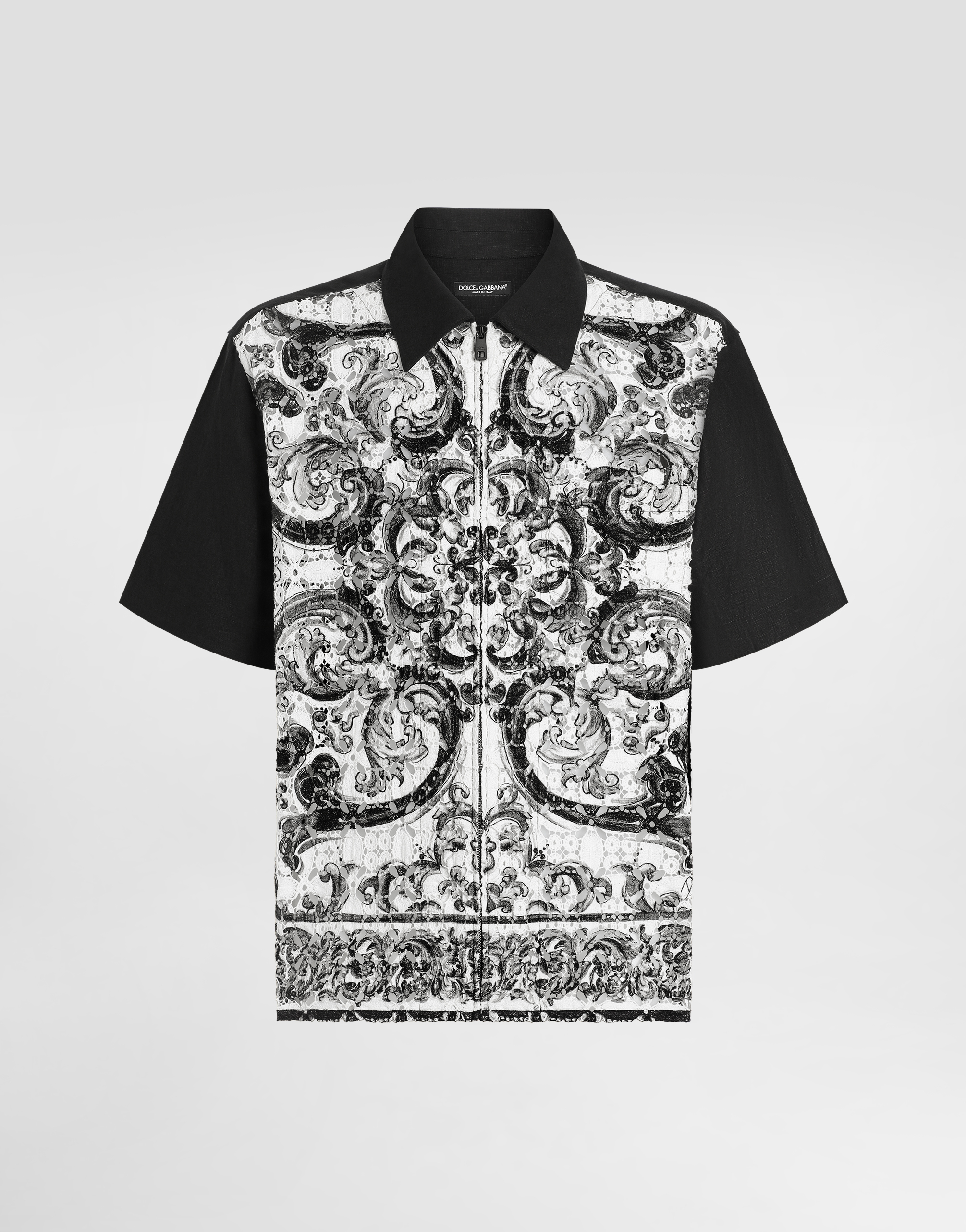 Majolica-print hawaii crochet lace shirt