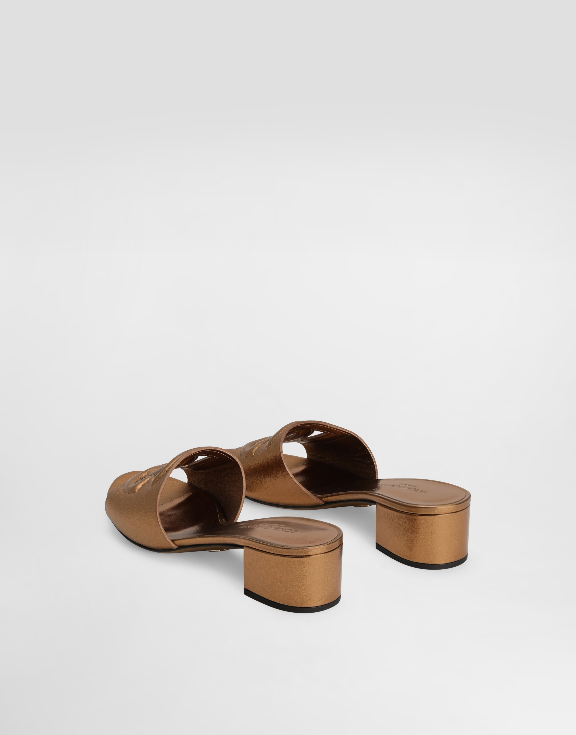 Dolce & Gabbana Mordoré Nappa Leather Mule In Gold