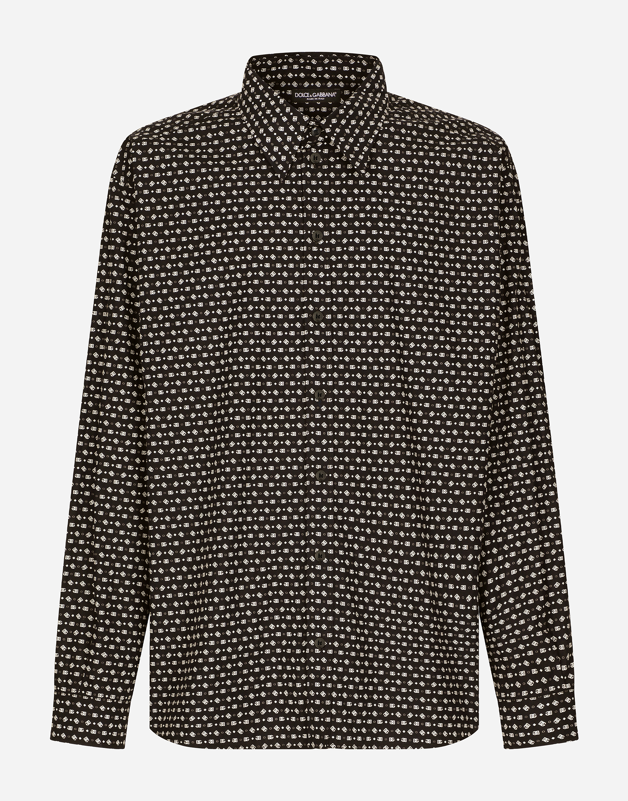DOLCE & GABBANA OVERSIZE POPLIN SHIRT WITH DG LOGO PRINT