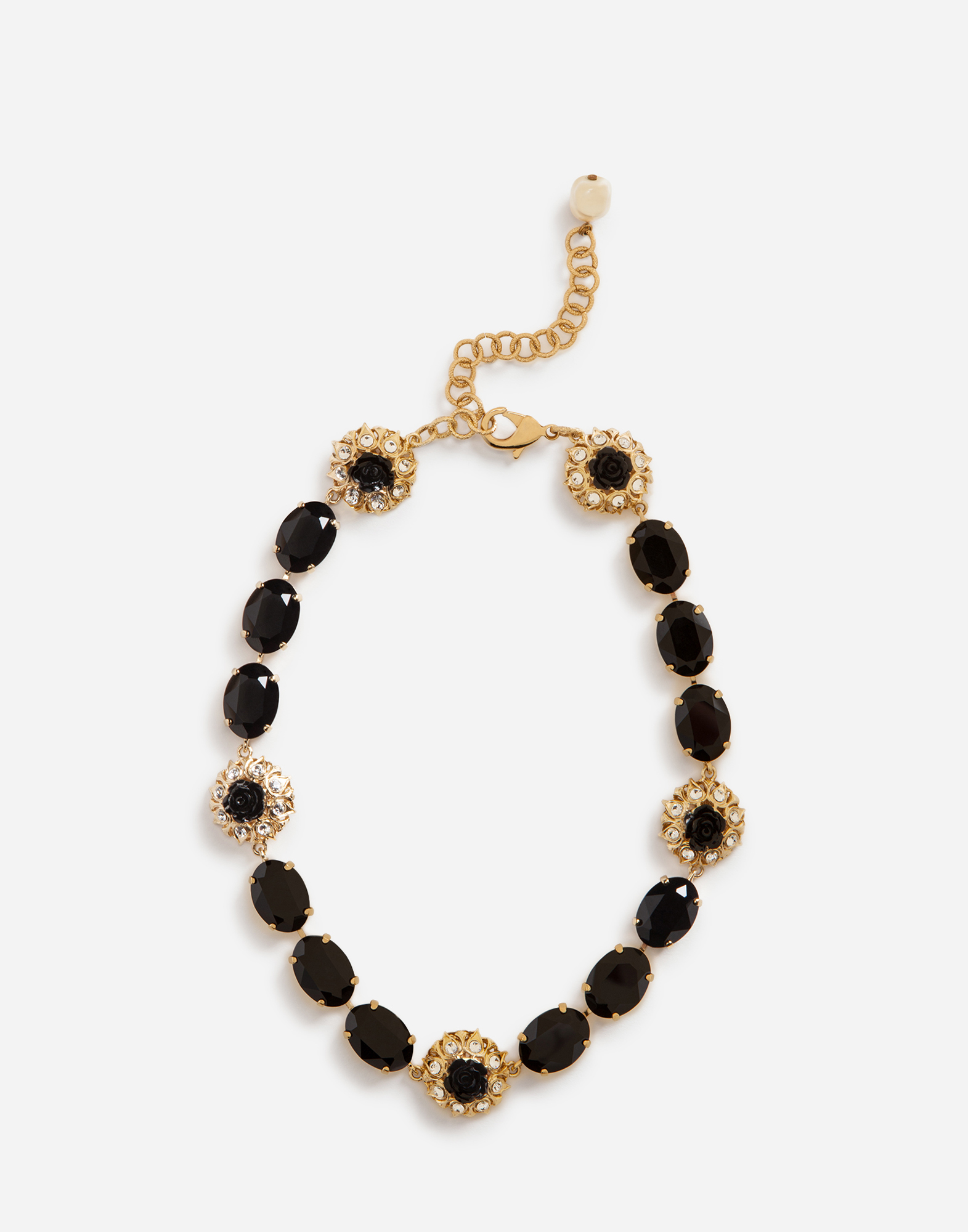 金色のウィメンズ Short rhinestone necklace with decorative details 