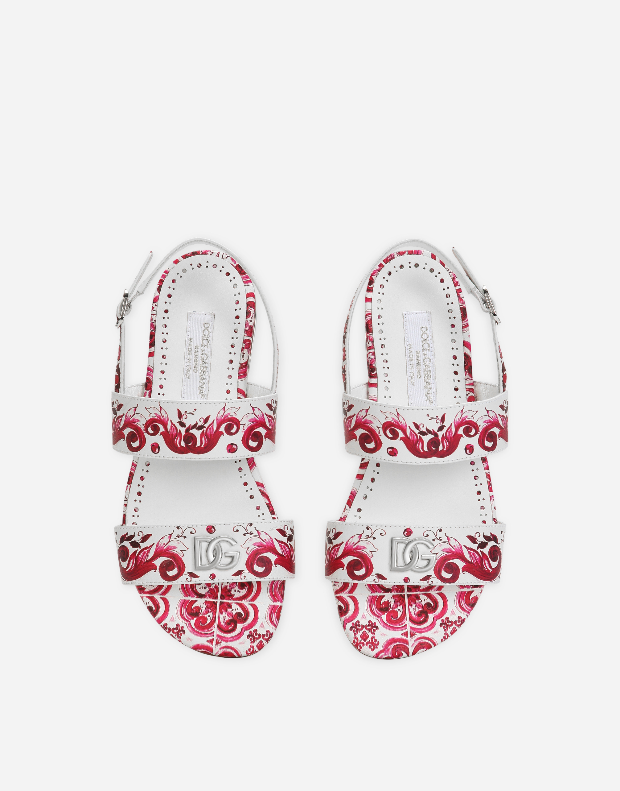 Shop Dolce & Gabbana Printed Calfskin Sandals In Multicolor