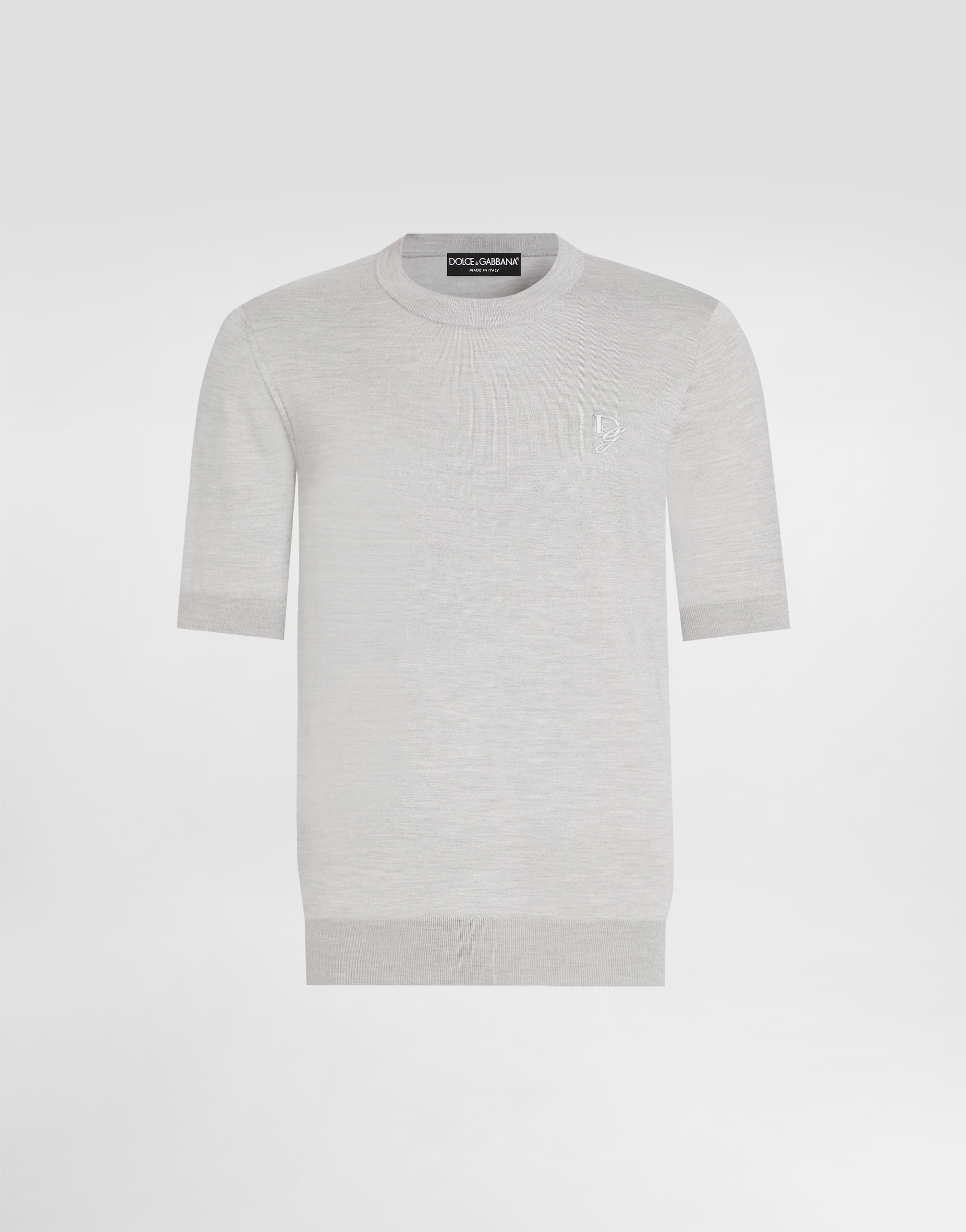 Silk round-neck sweater with DG embroidery