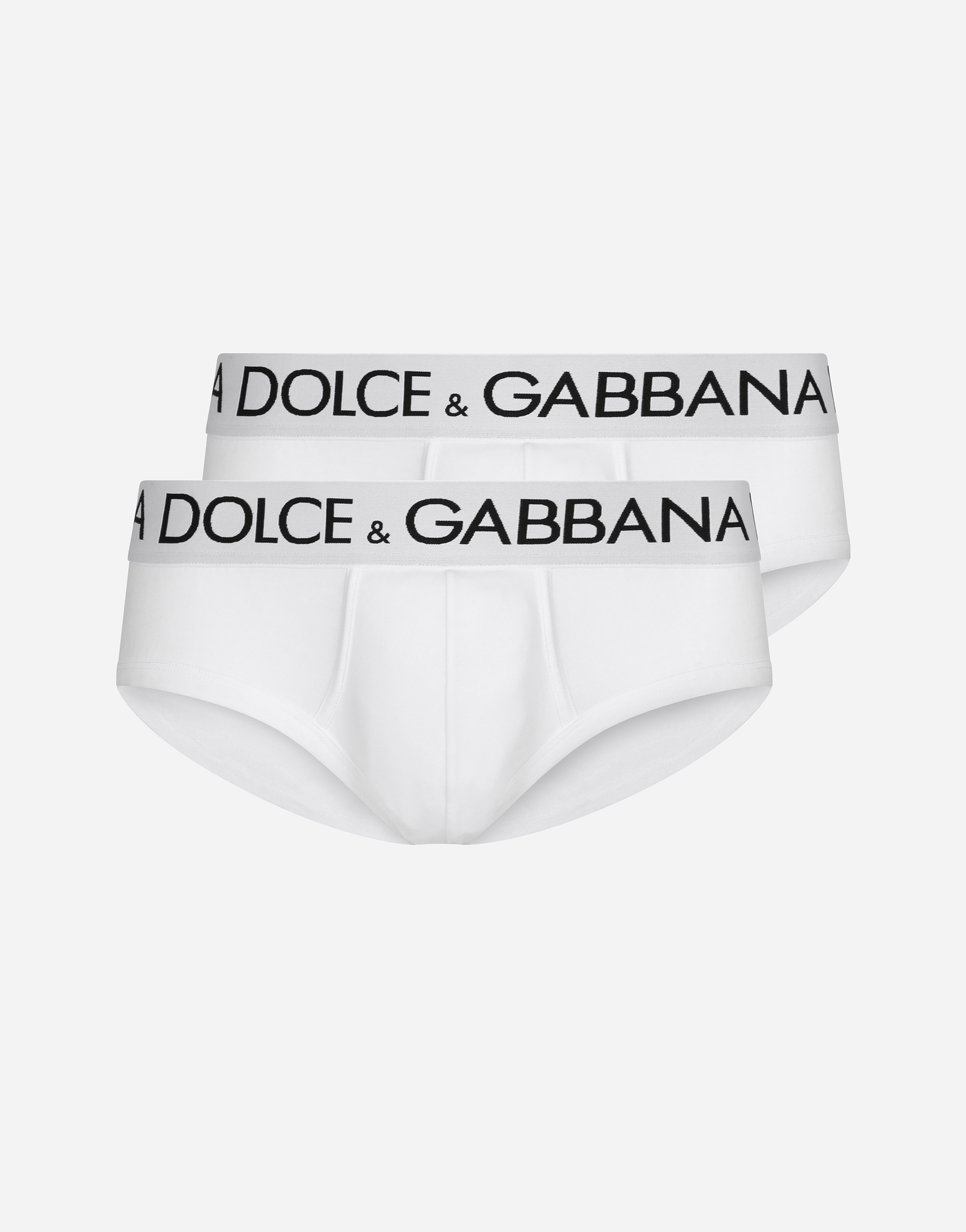 Shop Dolce & Gabbana Two-pack Cotton Jersey Brando Briefs In White