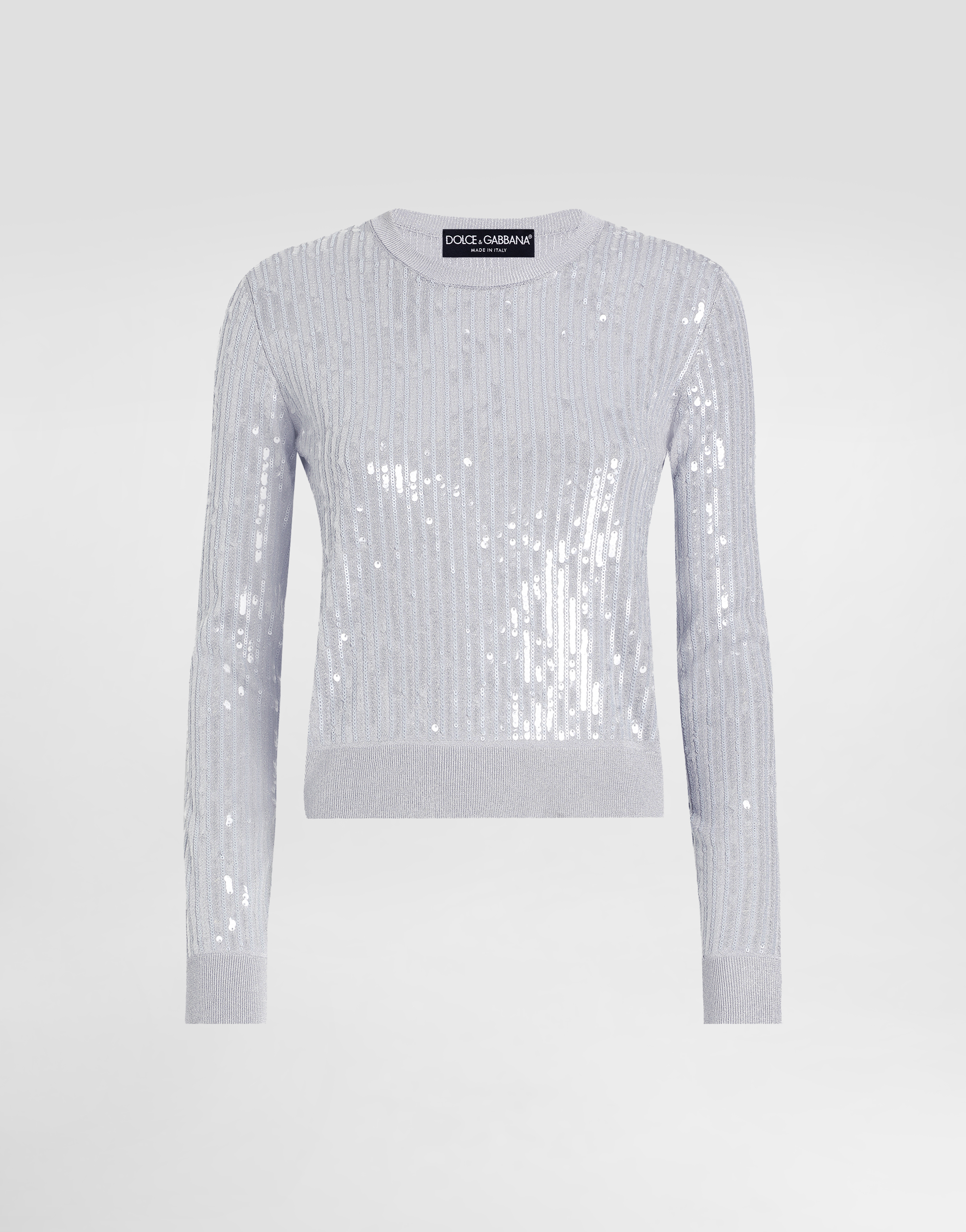 Dolce & Gabbana Crew-neck Sweater With Sequin Embellishment - Woman Sweaters And Cardigans Gray