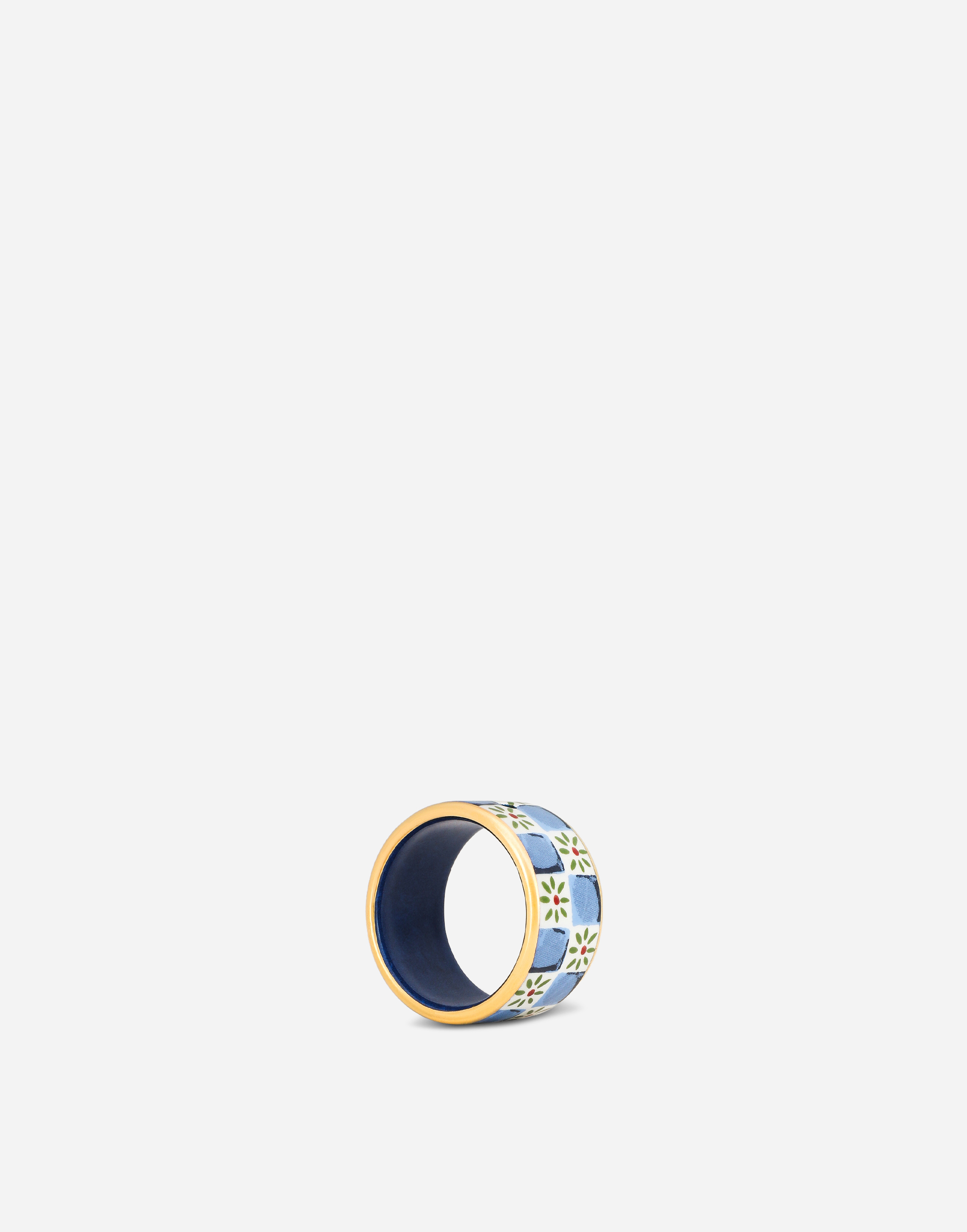 Dolce & Gabbana Set 2 Small Porcelain Napkin Rings In Multicolor