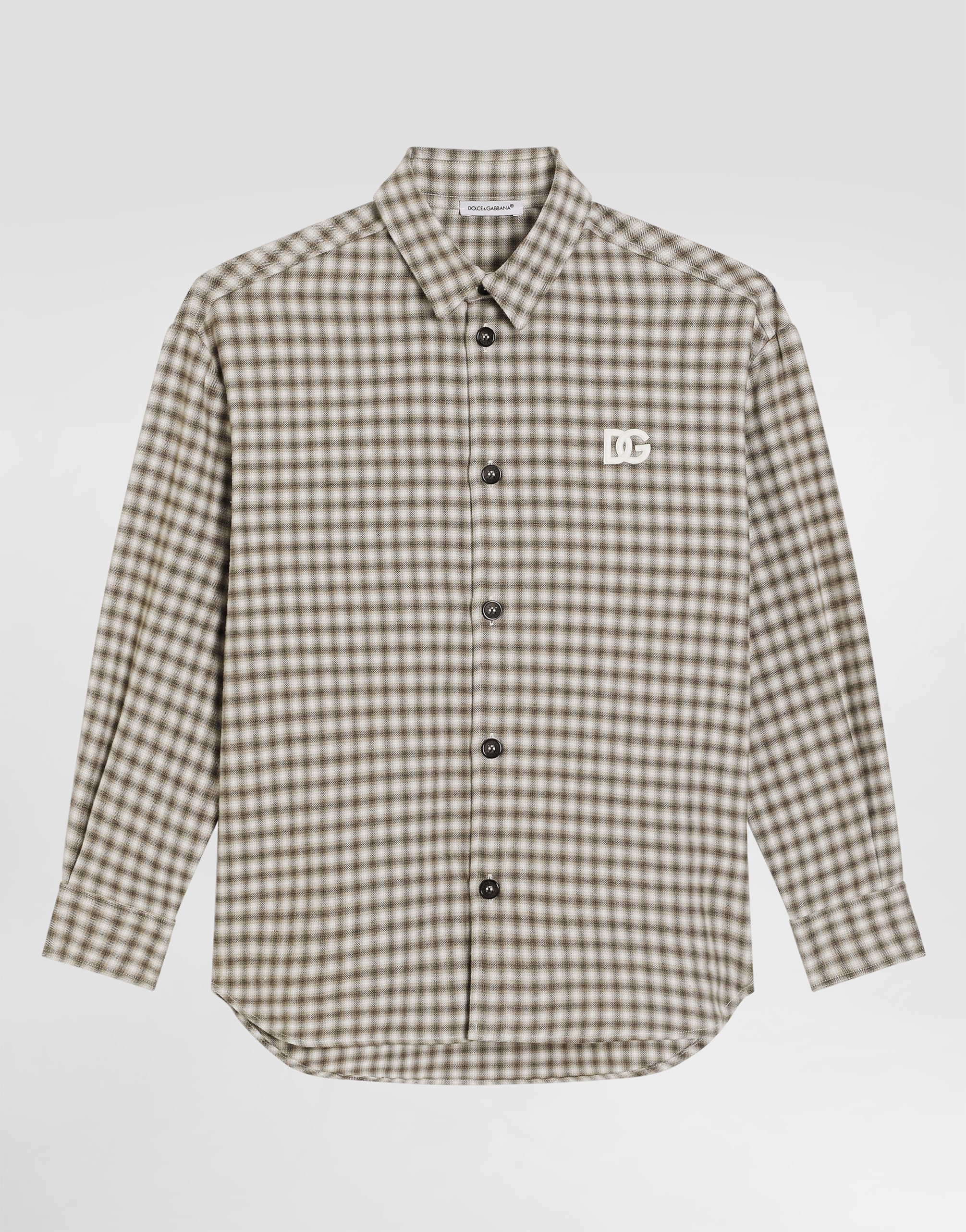 Dolce & Gabbana Checked Cotton Shirt In Gray