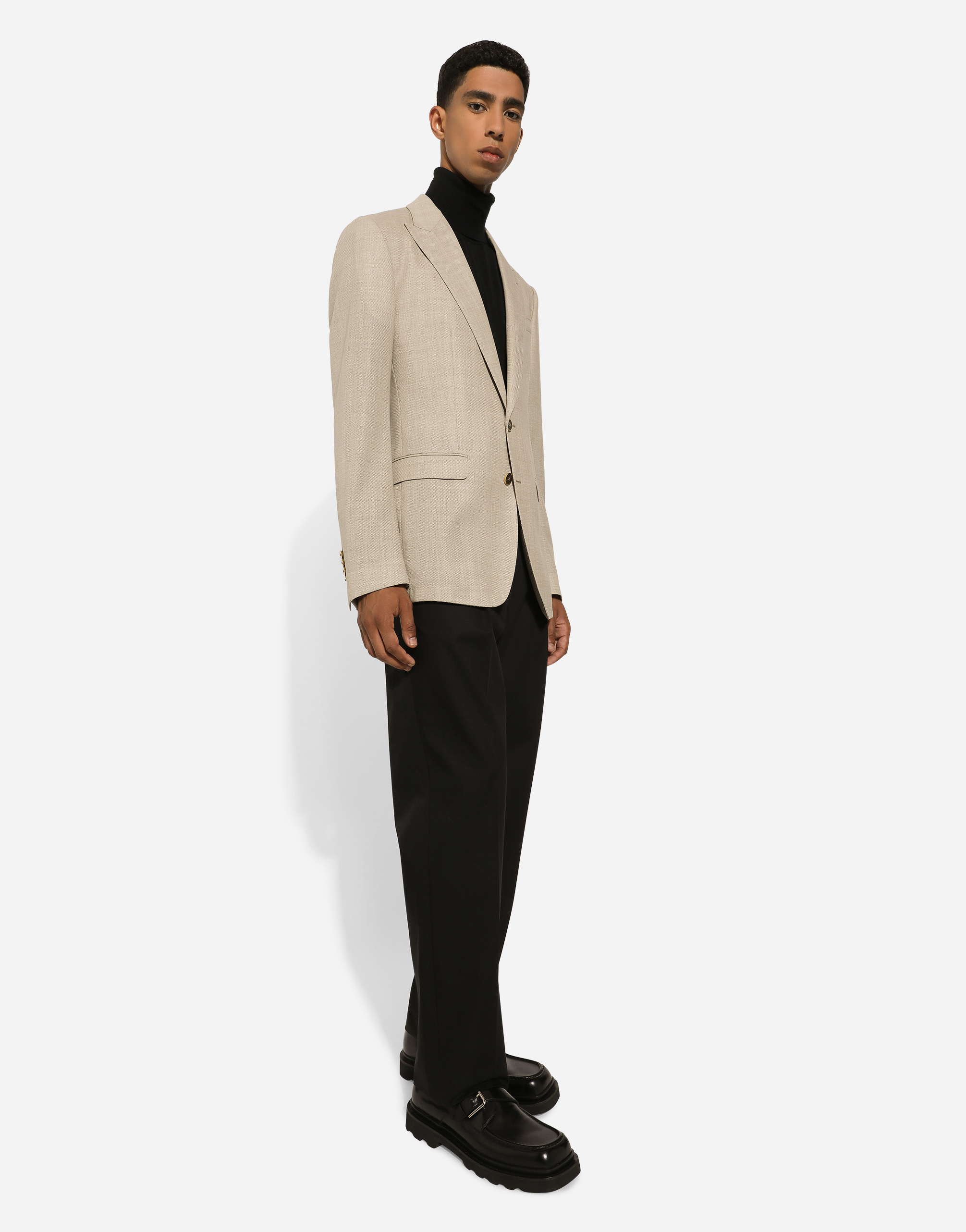 Dolce & Gabbana Single-breasted Wool Jacket In Beige