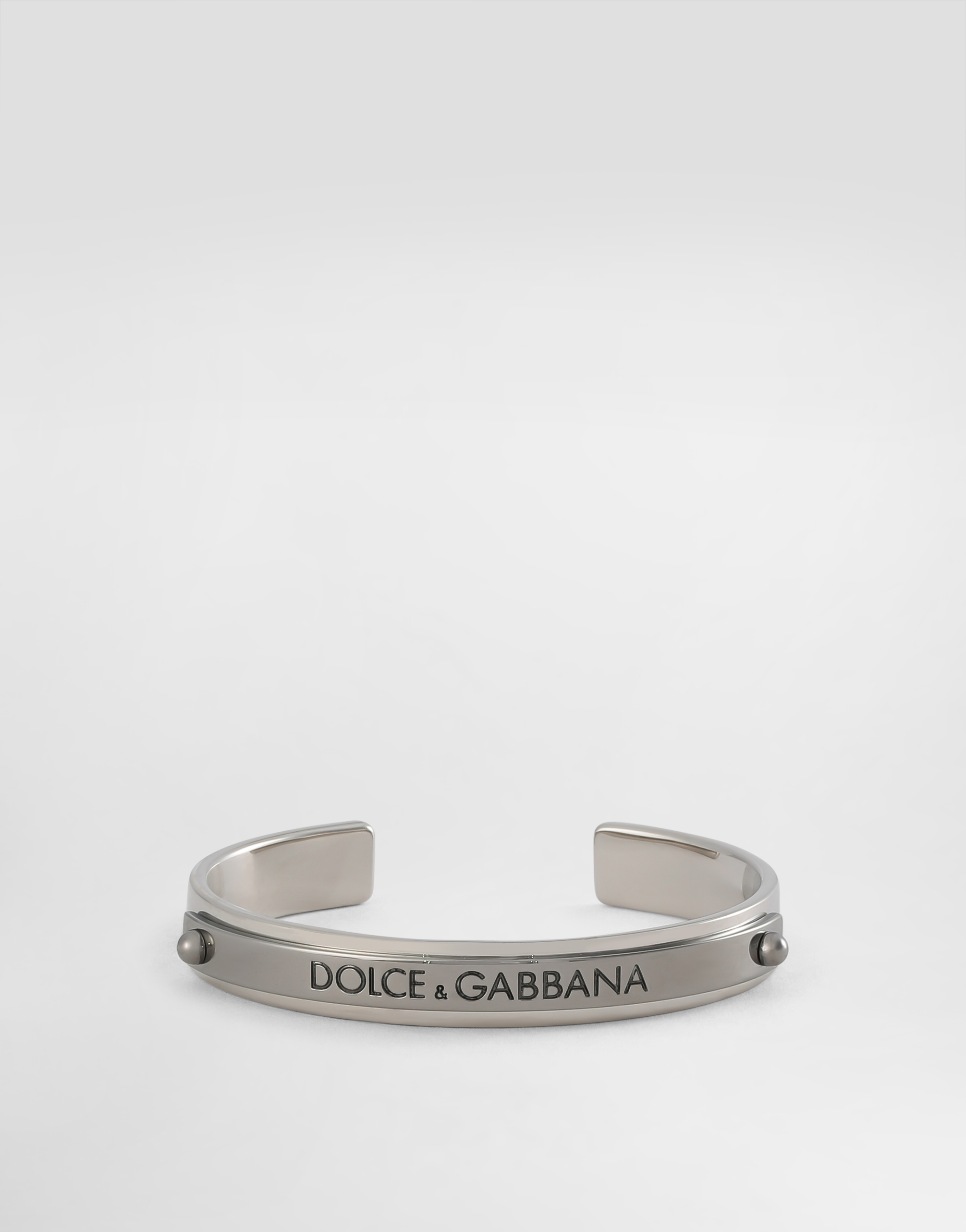 Dolce & Gabbana Rigid Bracelet With Dolce&gabbana Logo In Silver