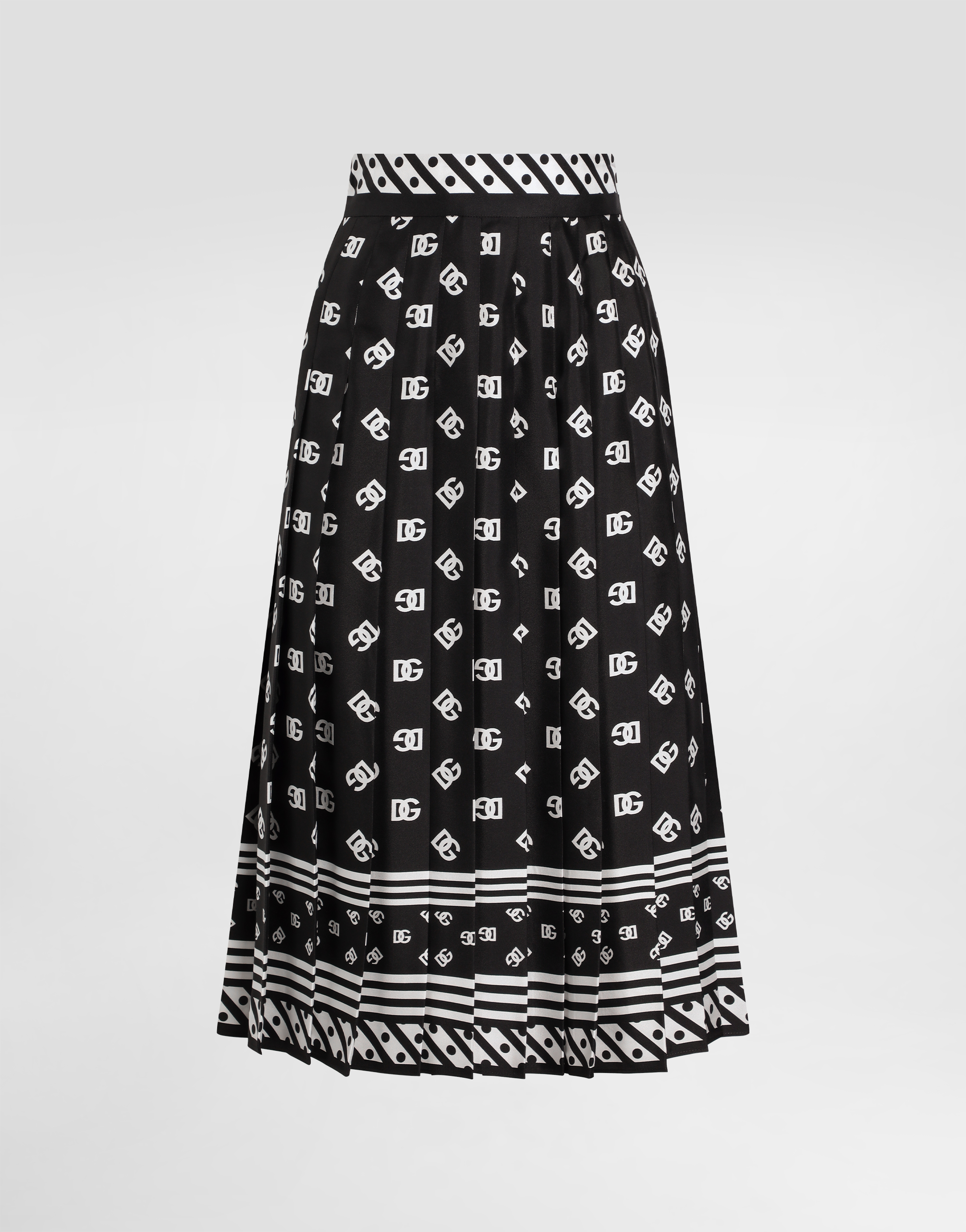 Dolce & Gabbana Skirt With All-over Dg Logo In Black