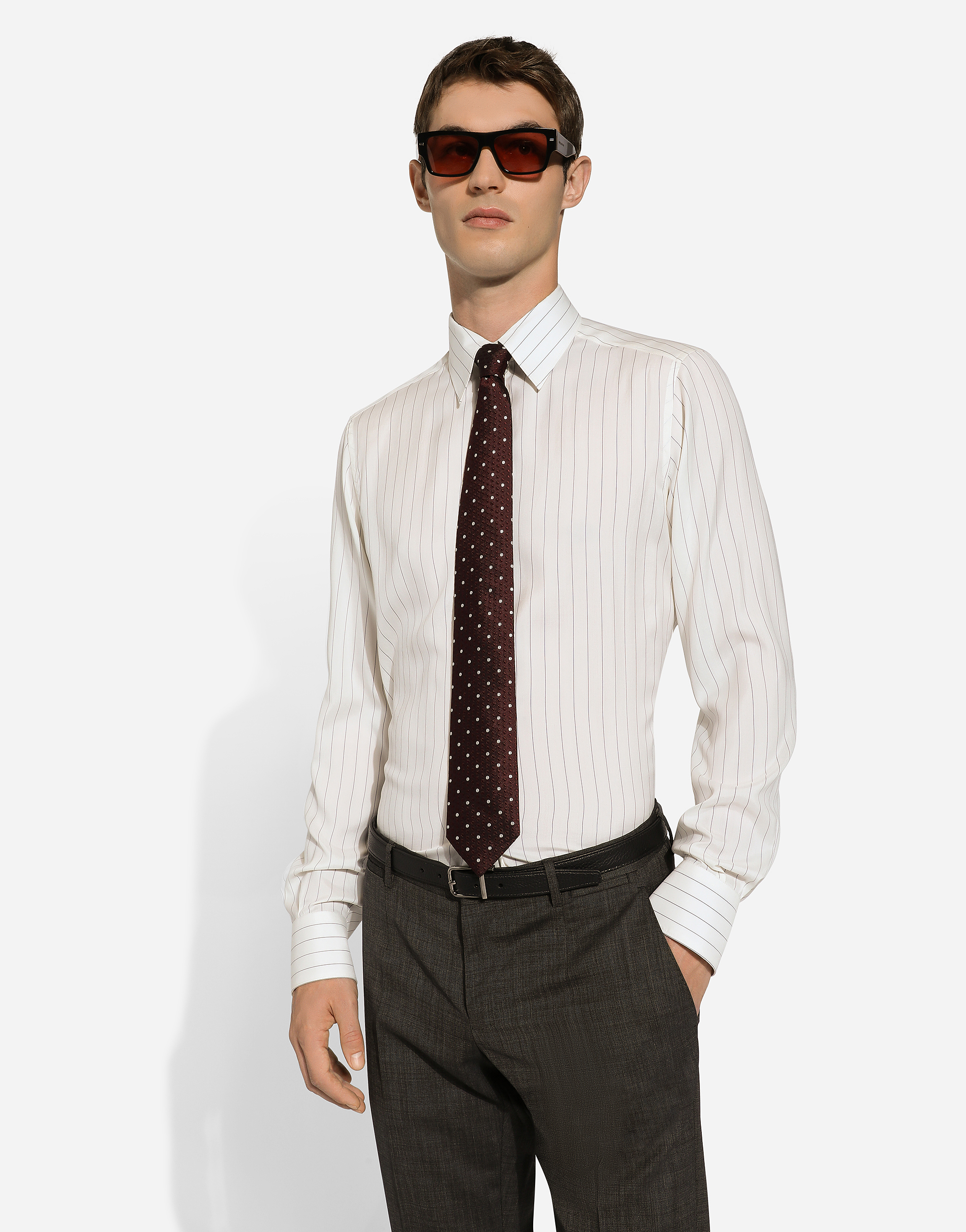 Dolce & Gabbana Striped Poplin Martini-fit Shirt In Multicolor