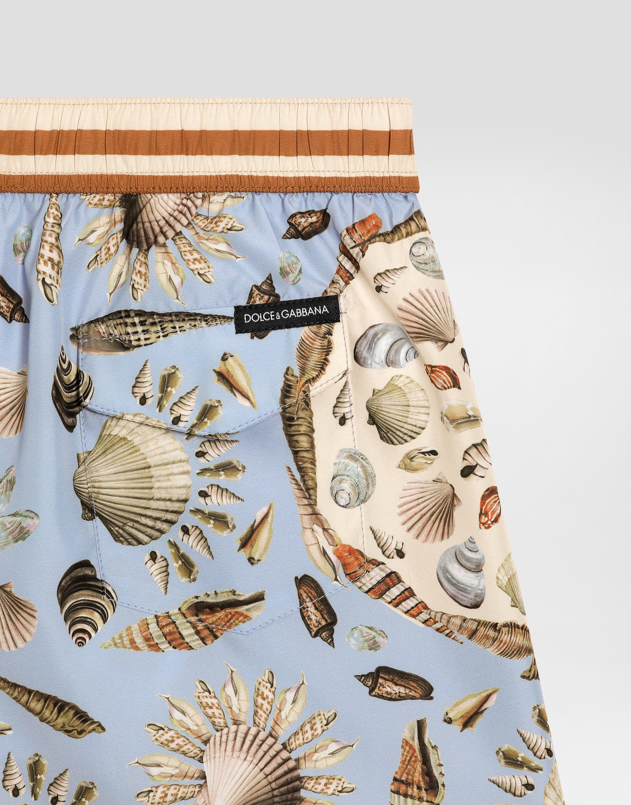 Dolce & Gabbana Shell-print Medium Canvas Boxer Shorts In Blue